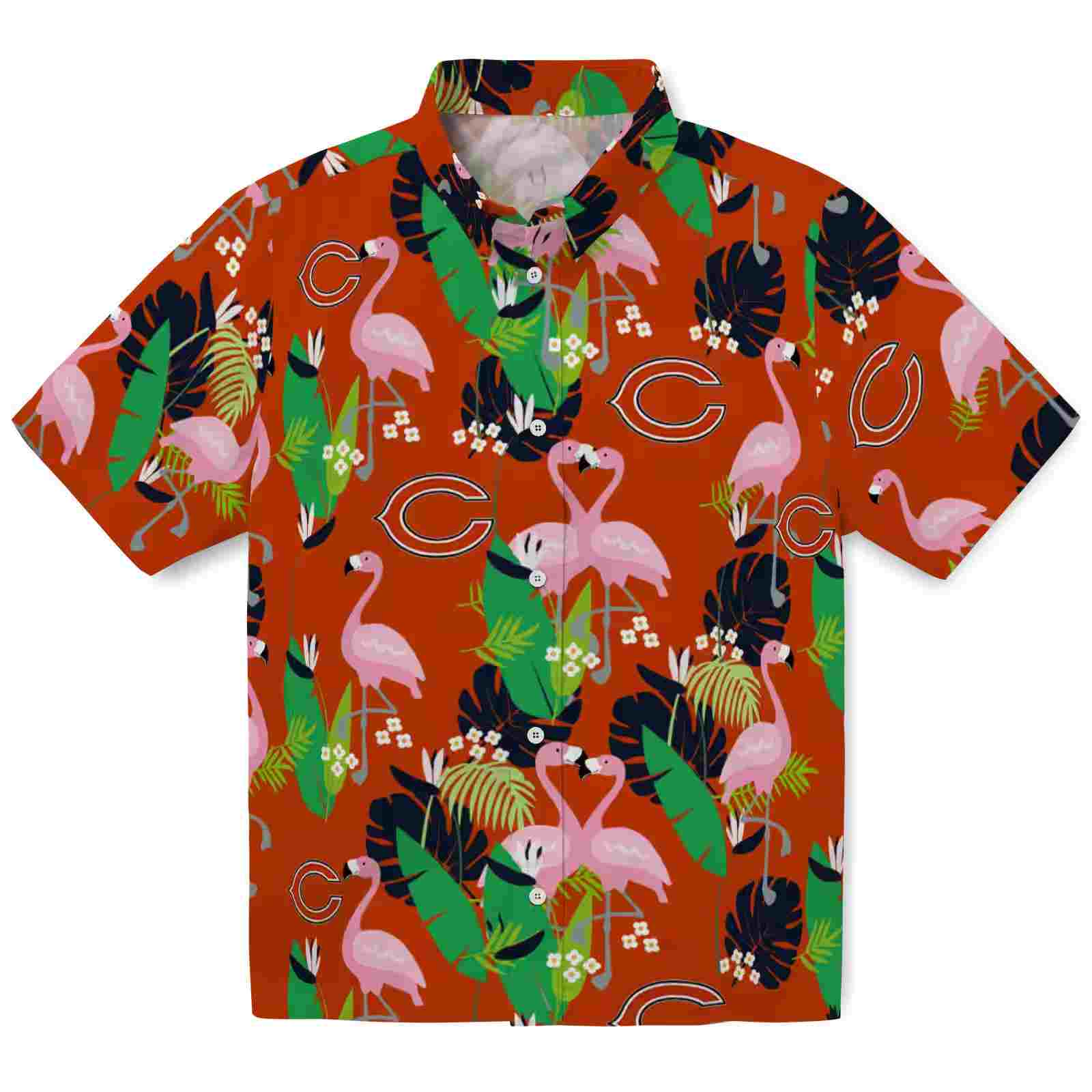 Chicago Bears Flamingo Foliage Blue Green Hawaiian Shirt