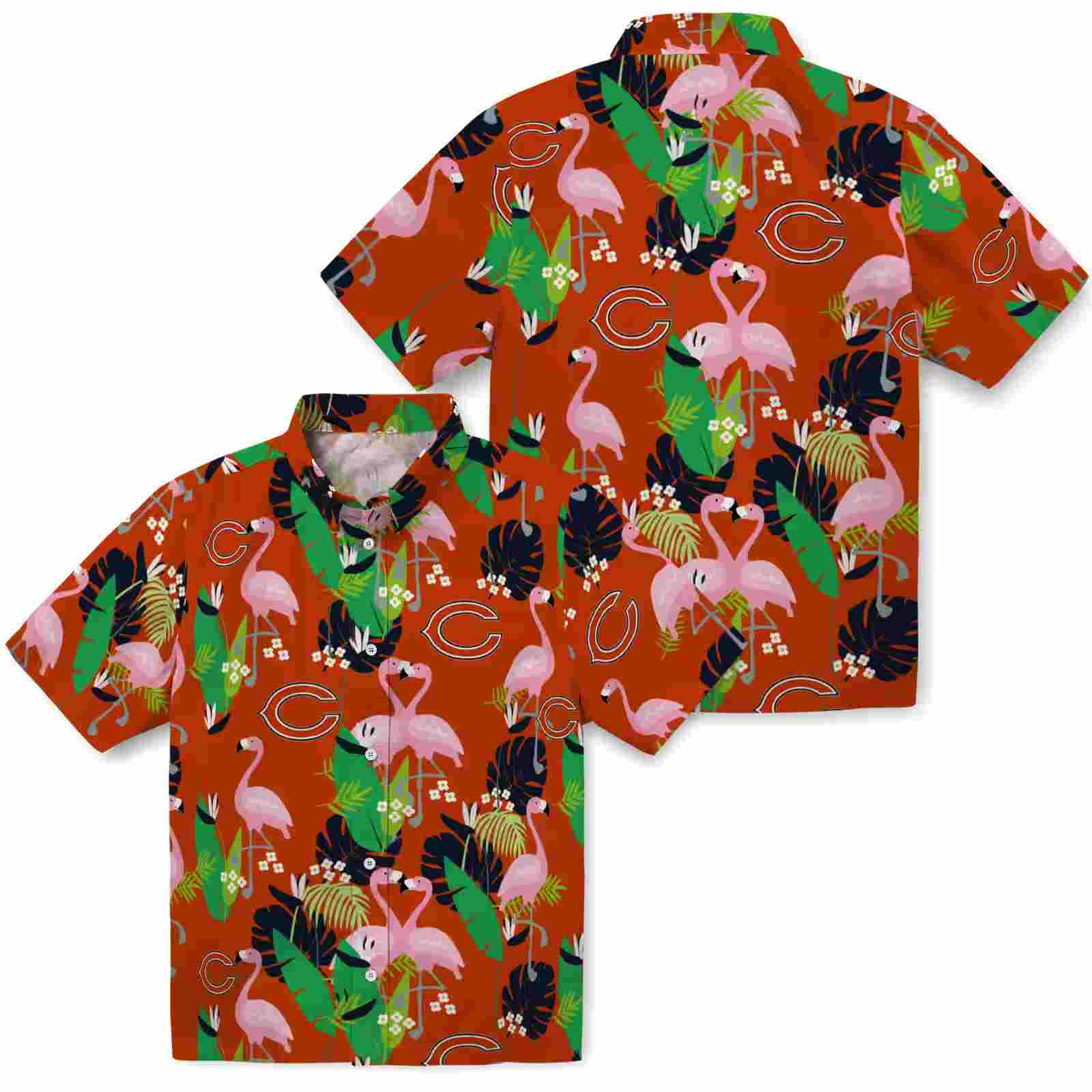 chicago bears flamingo foliage blue green hawaiian shirt high quality