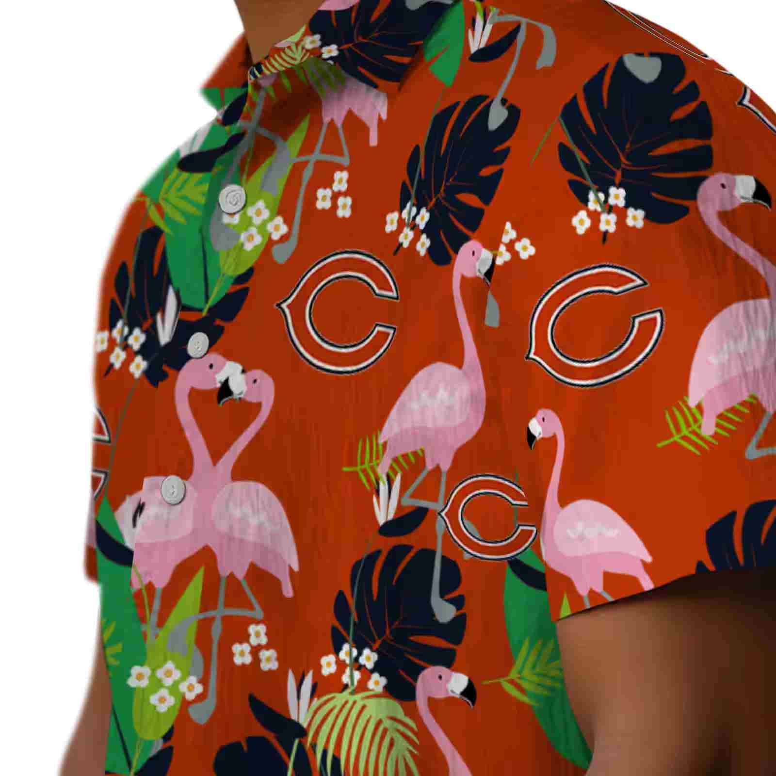 chicago bears flamingo foliage blue green hawaiian shirt trendy