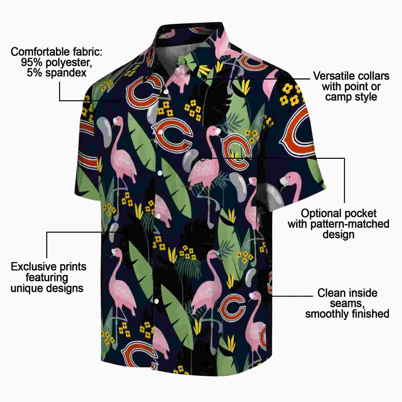 chicago bears flamingo leaves blue hawaiian shirt new arrival