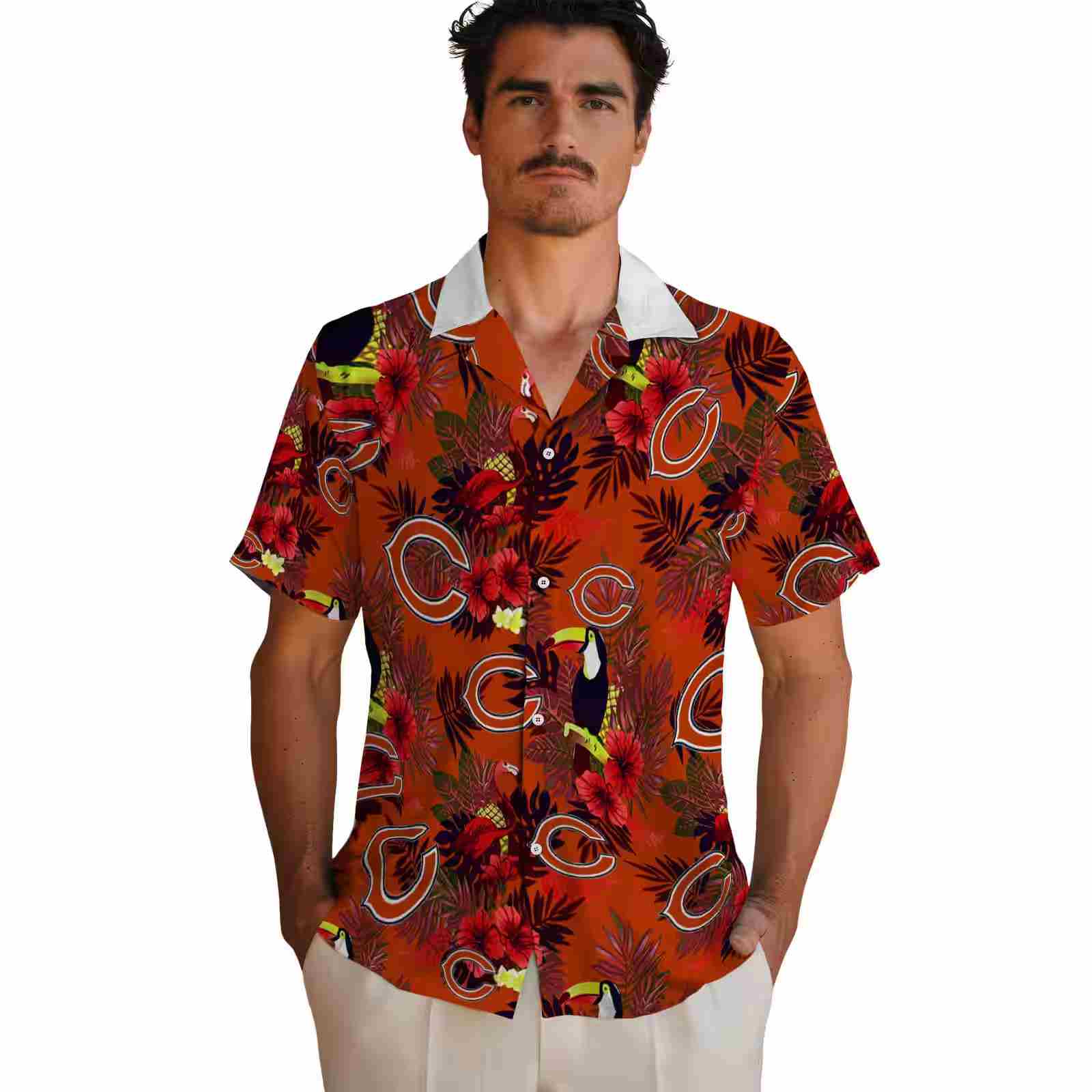 chicago bears floral toucan blue red hawaiian shirt fashion forward