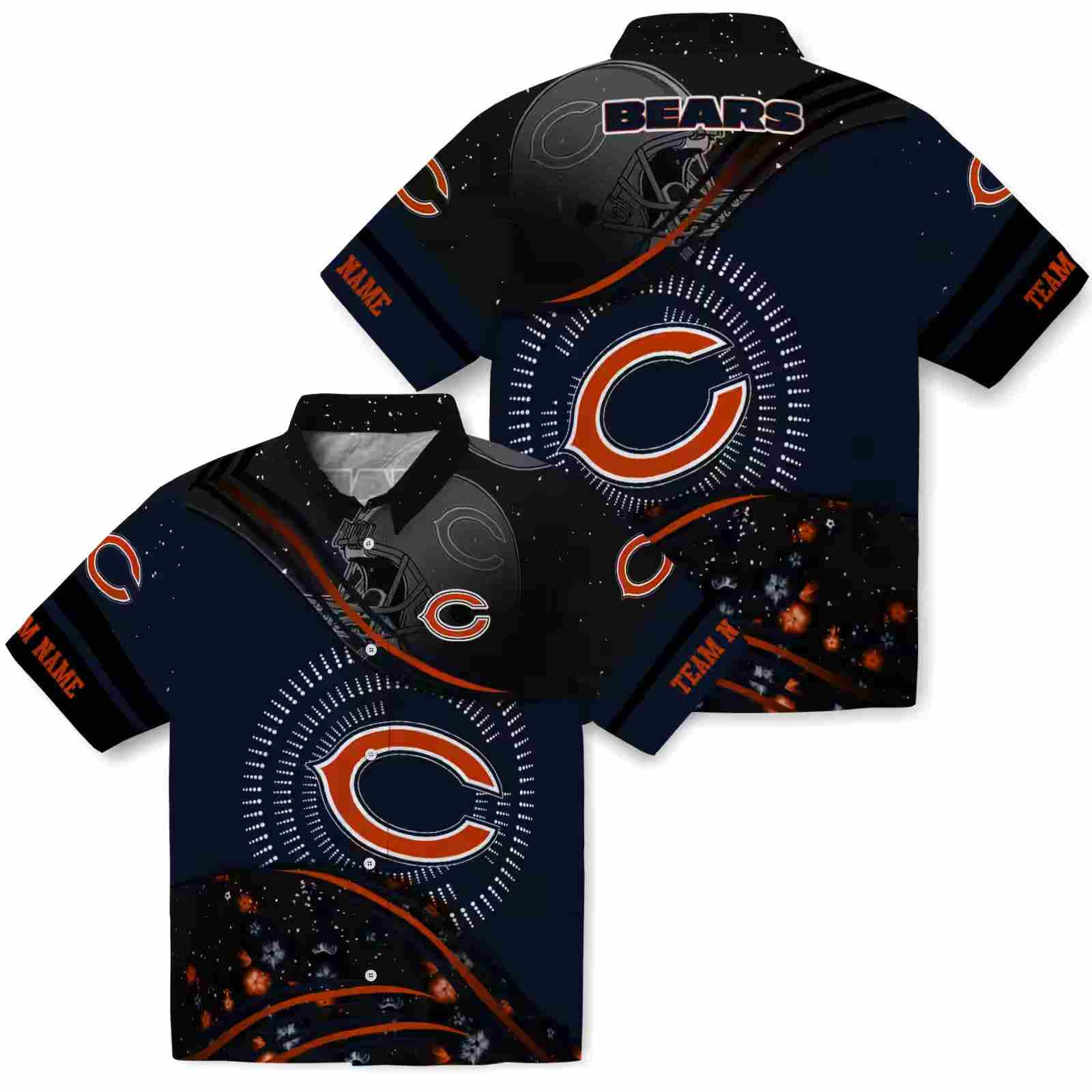 chicago bears football wave blue black hawaiian shirt high quality