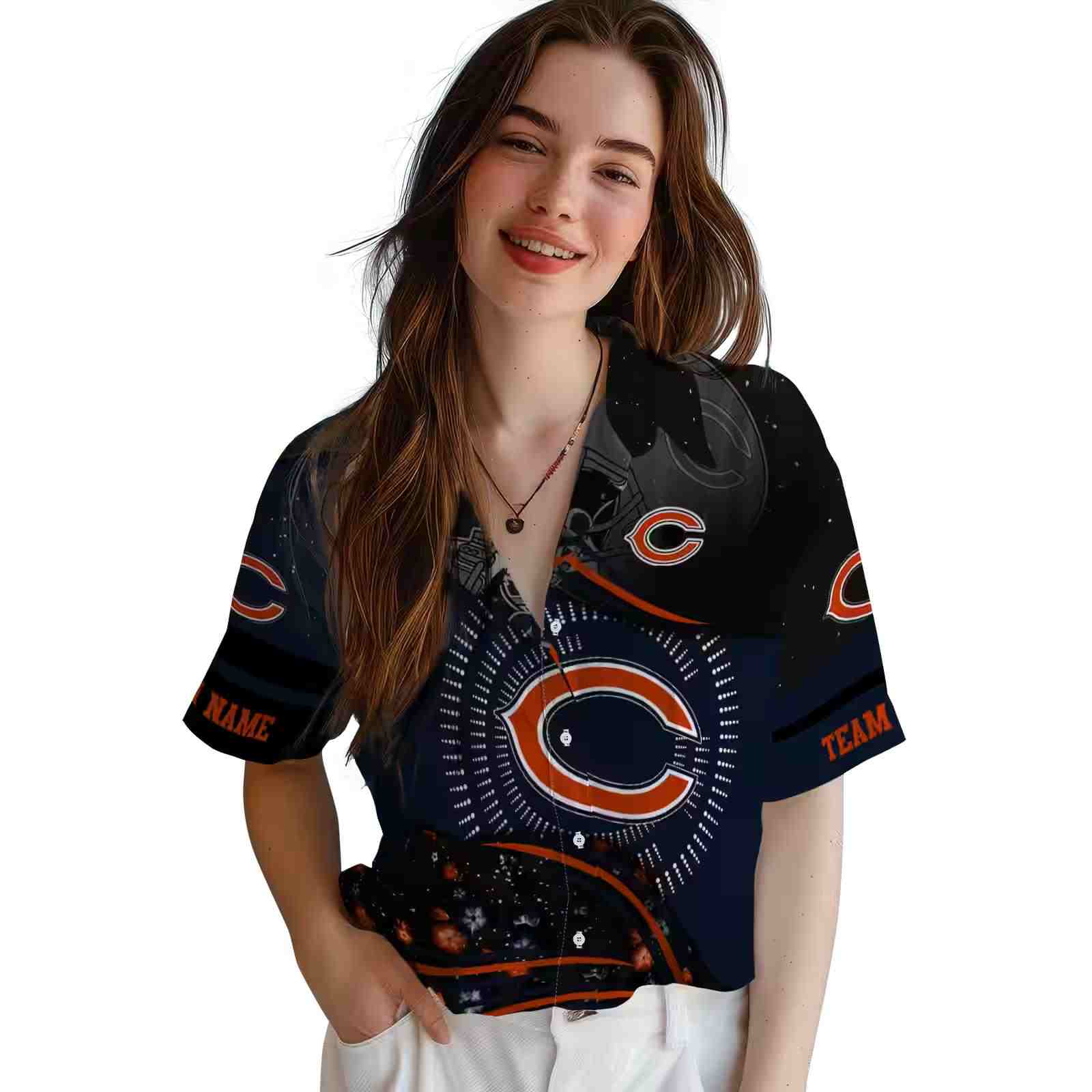 chicago bears football wave blue black hawaiian shirt latest model