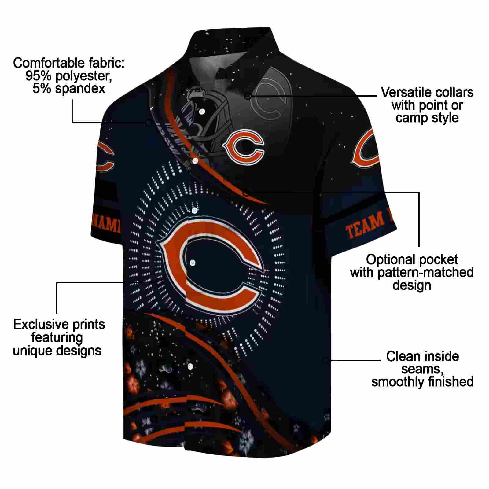 chicago bears football wave blue black hawaiian shirt new arrival