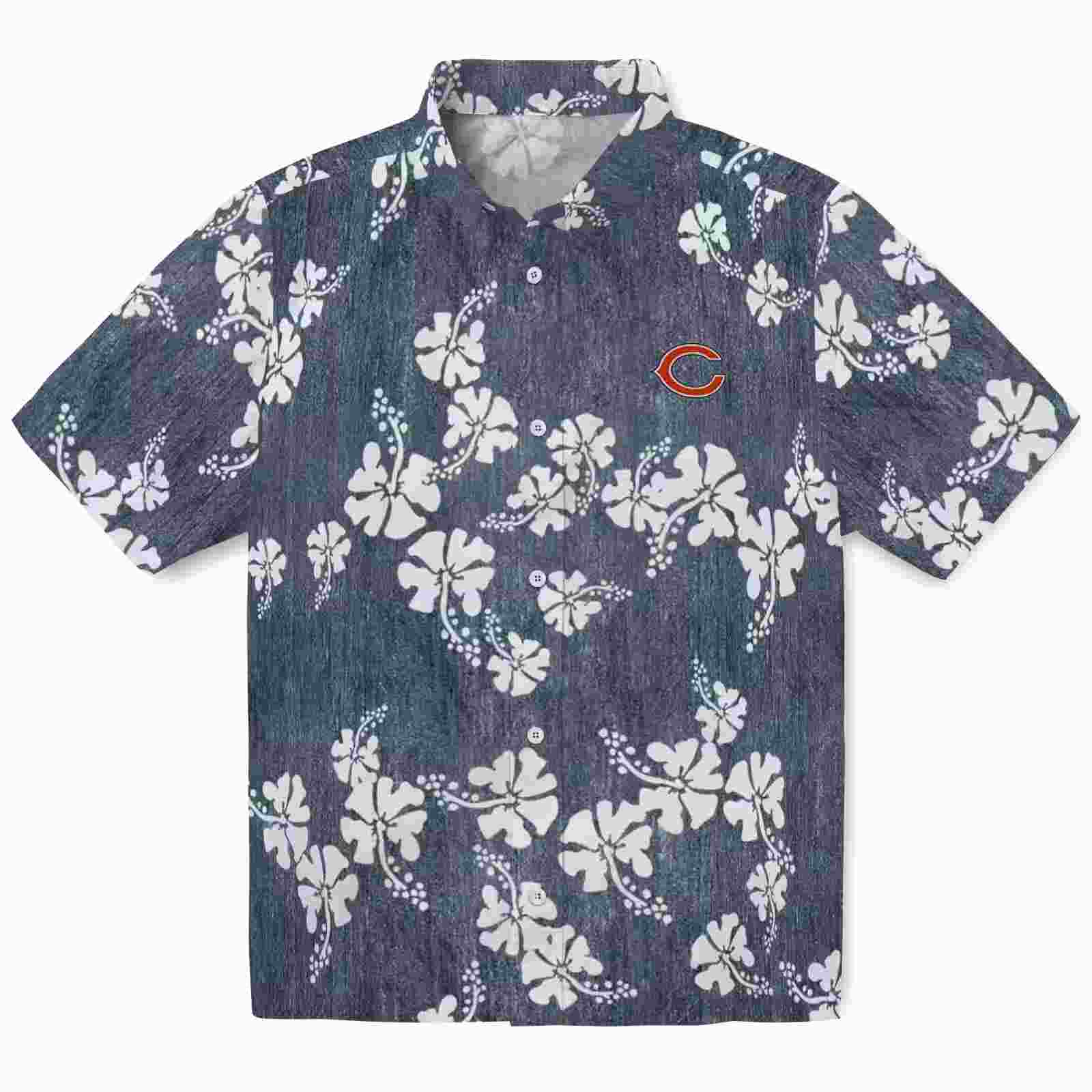 chicago bears hibiscus clusters blue hawaiian shirt best selling