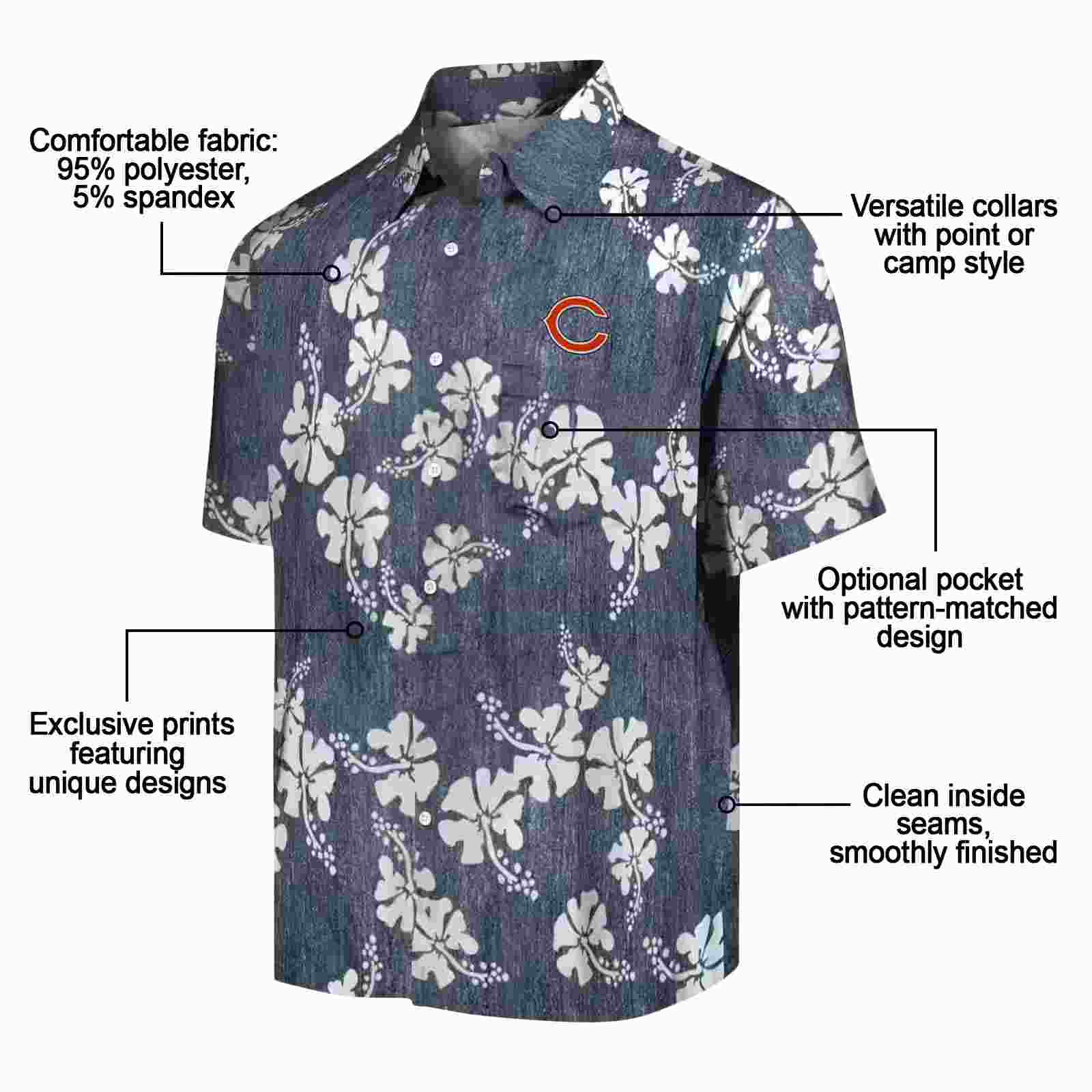 chicago bears hibiscus clusters blue hawaiian shirt new arrival