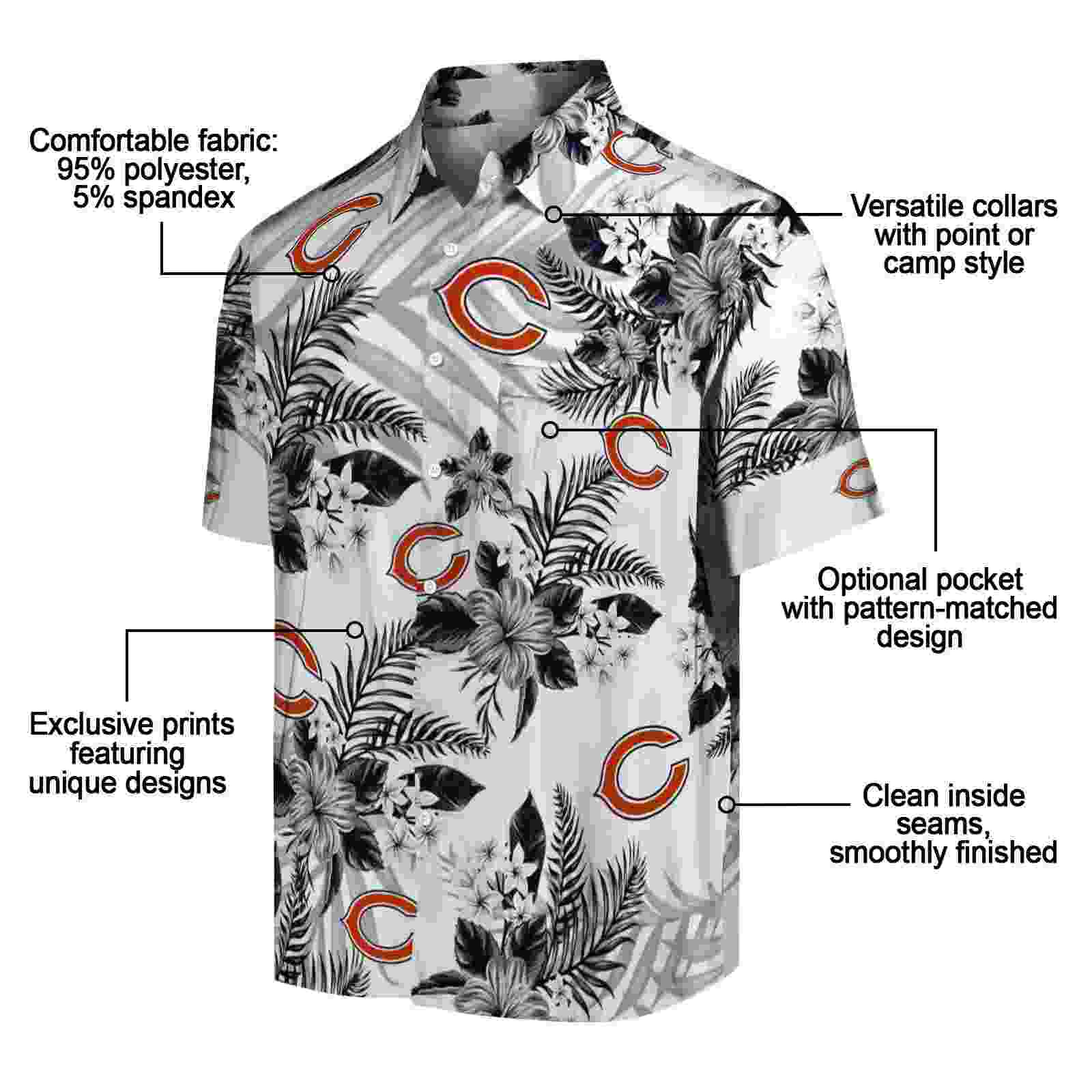 chicago bears hibiscus palm leaves blue white hawaiian shirt new arrival