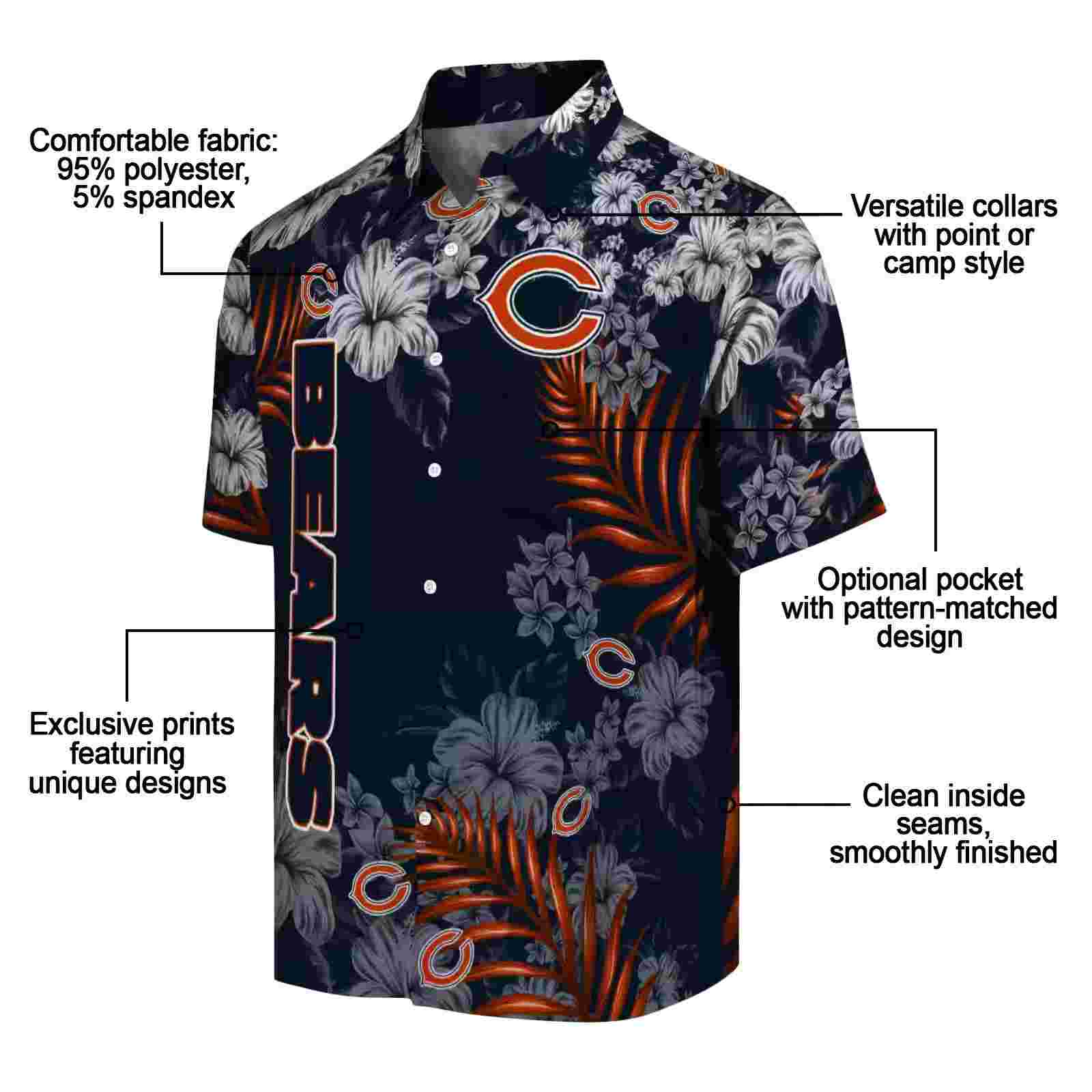 chicago bears hibiscus print blue hawaiian shirt new arrival