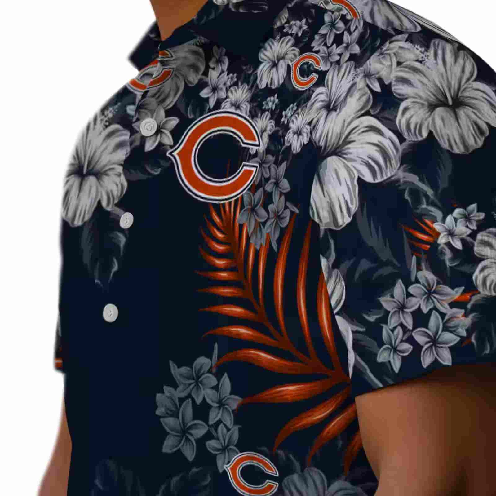 chicago bears hibiscus print blue hawaiian shirt trendy