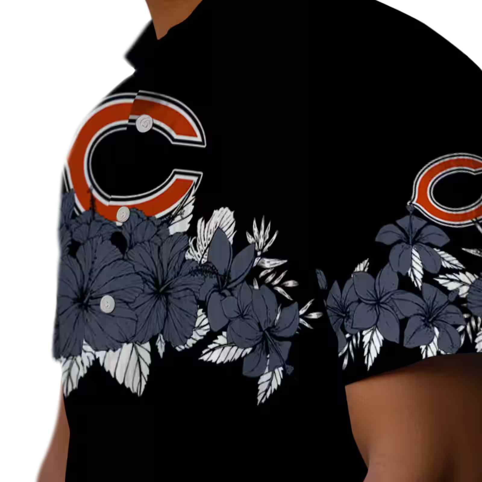 chicago bears hibiscus stripe blue black hawaiian shirt trendy