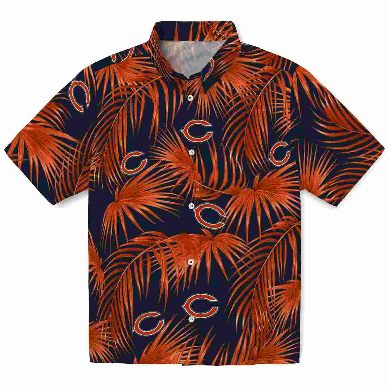 Chicago Bears Leafy Palms Blue Hawaiian Shirt