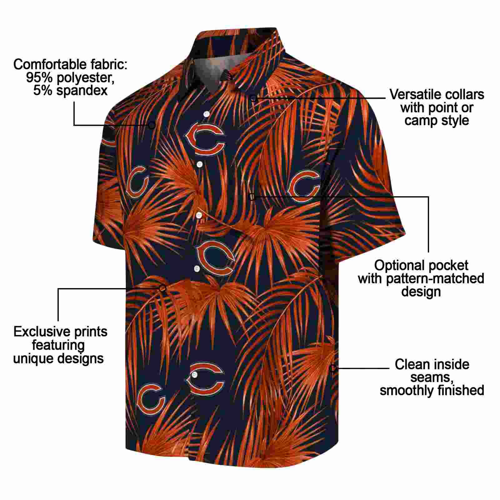 chicago bears leafy palms blue hawaiian shirt new arrival