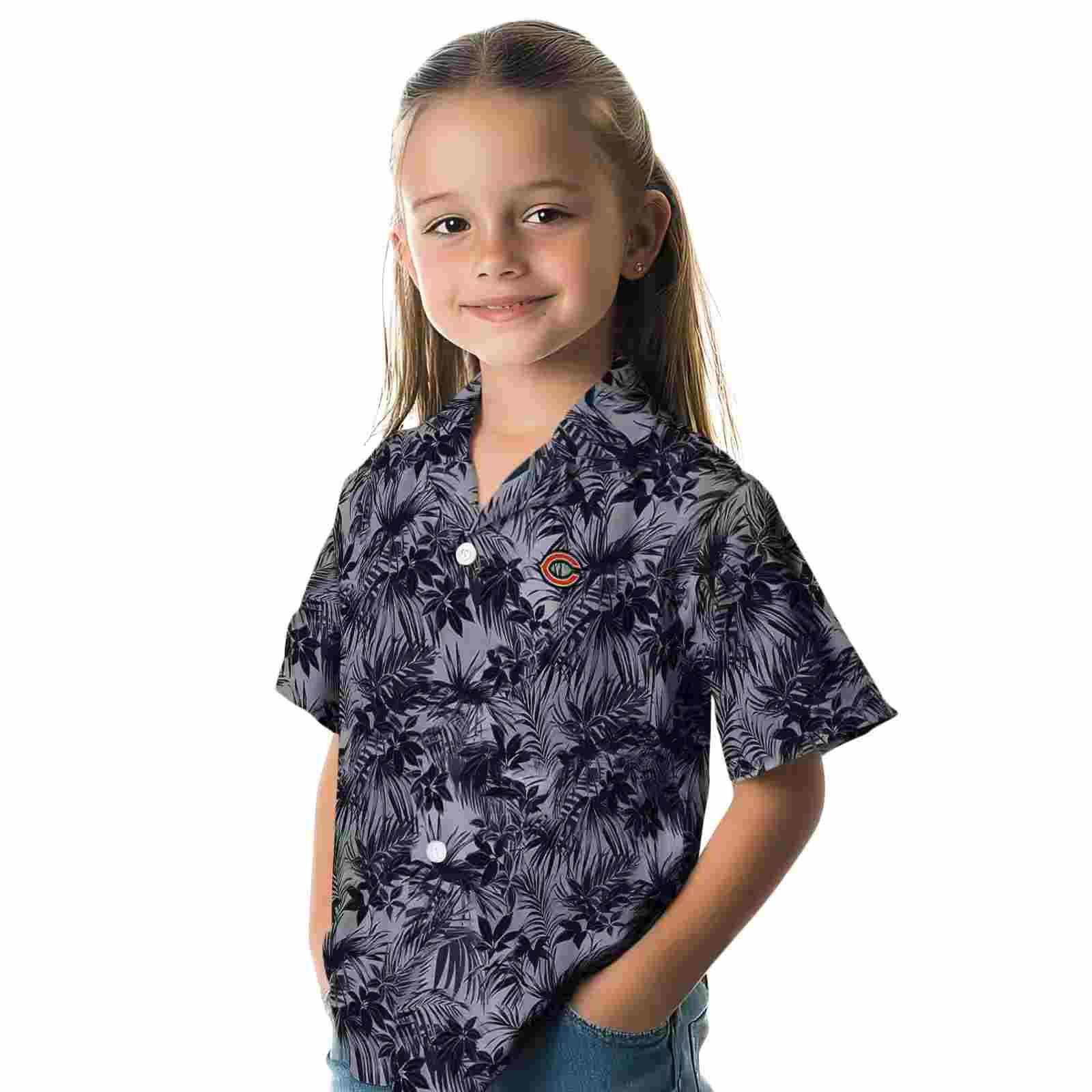 chicago bears leafy pattern blue hawaiian shirt premium grade