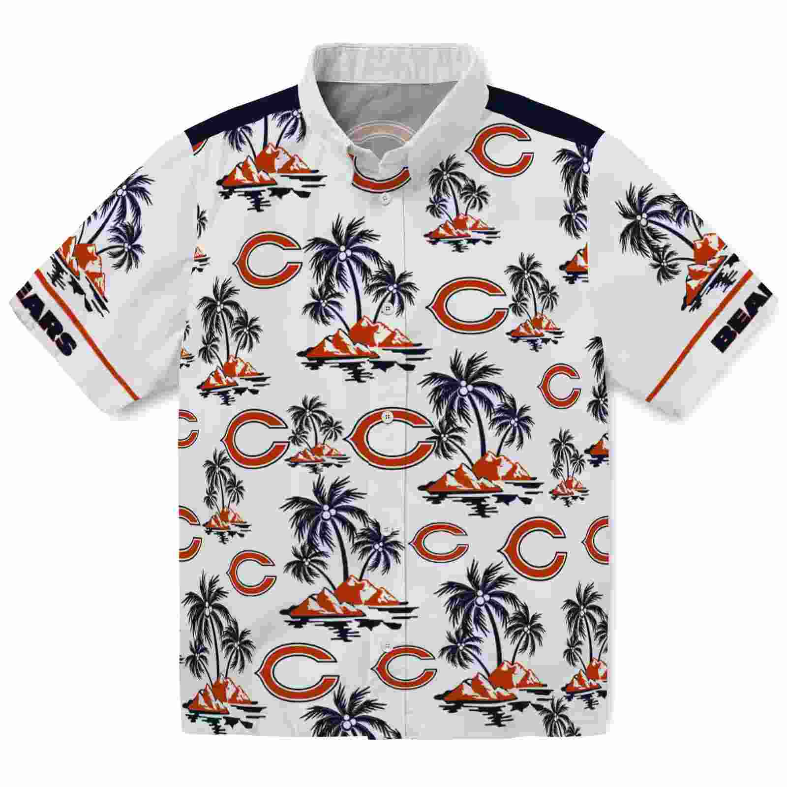 Chicago Bears Palm Island Print Blue White Hawaiian Shirt