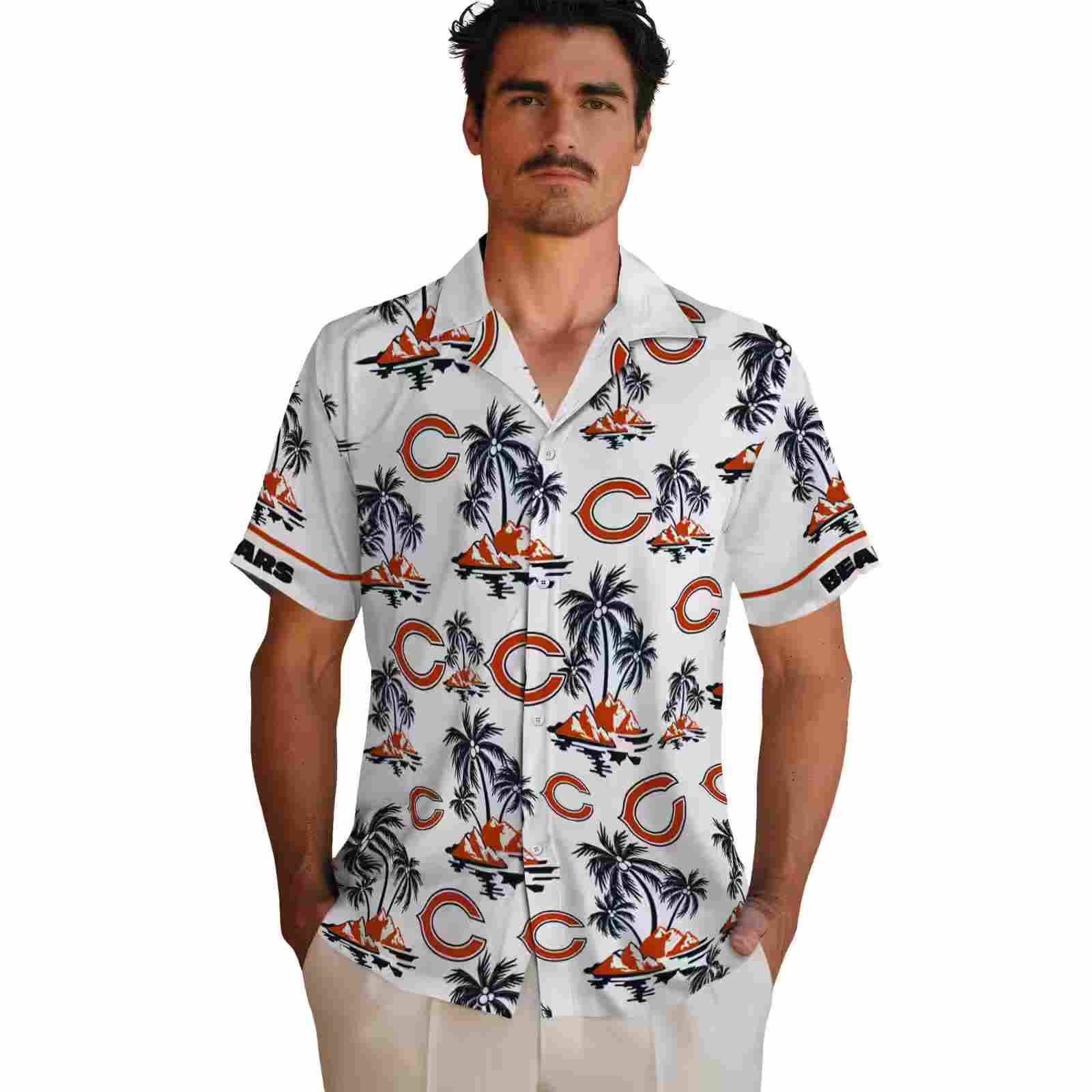 chicago bears palm island print blue white hawaiian shirt fashion forward