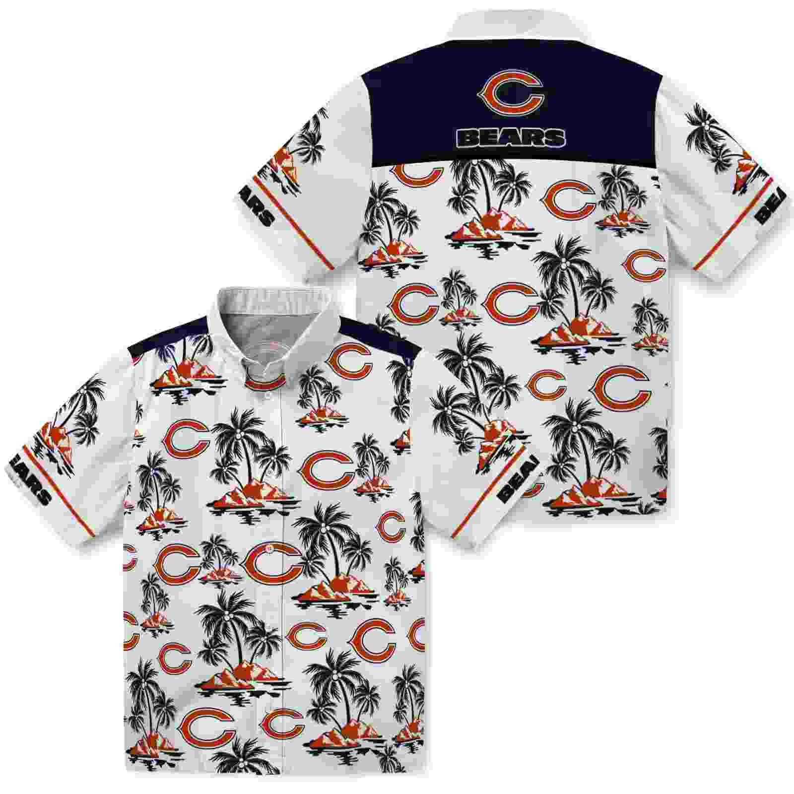 chicago bears palm island print blue white hawaiian shirt high quality