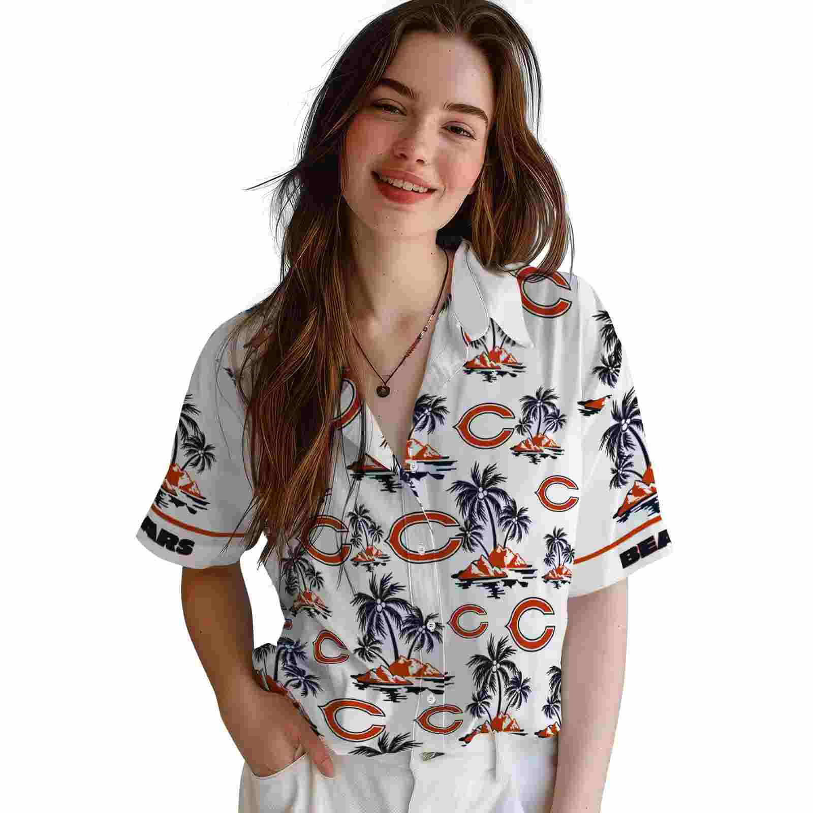 chicago bears palm island print blue white hawaiian shirt latest model