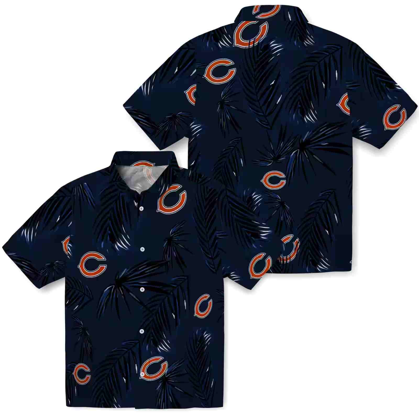 chicago bears palm leaf blue hawaiian shirt high quality