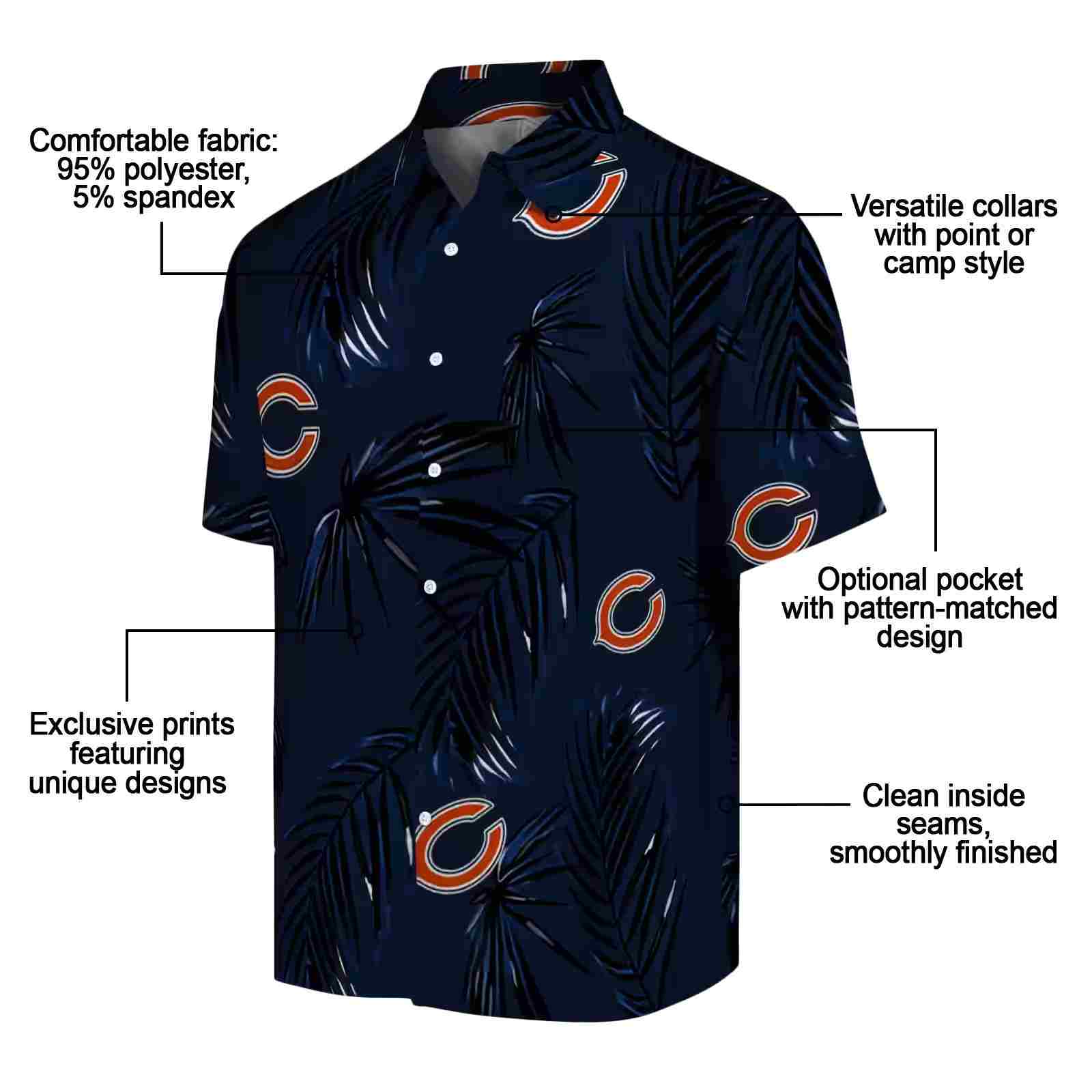 chicago bears palm leaf blue hawaiian shirt new arrival