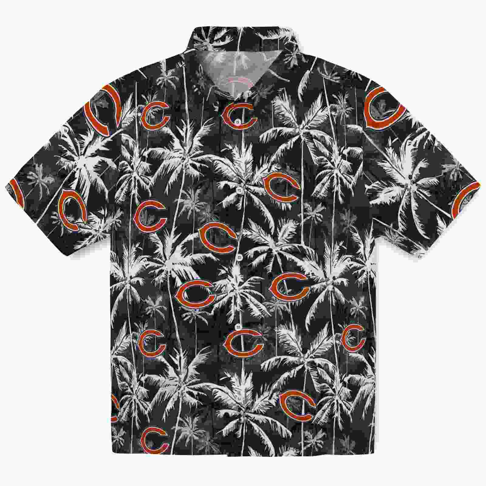 Chicago Bears Palm Pattern Blue Black Hawaiian Shirt