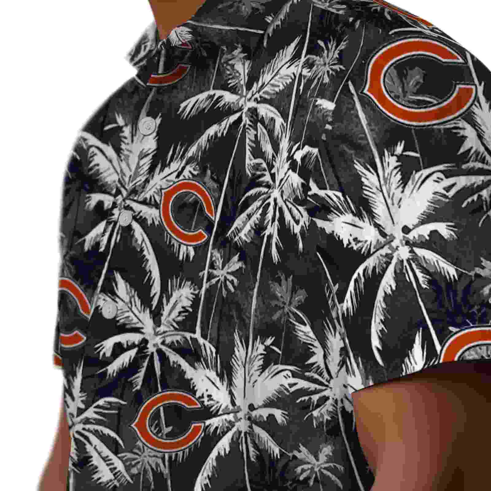 chicago bears palm pattern blue black hawaiian shirt trendy