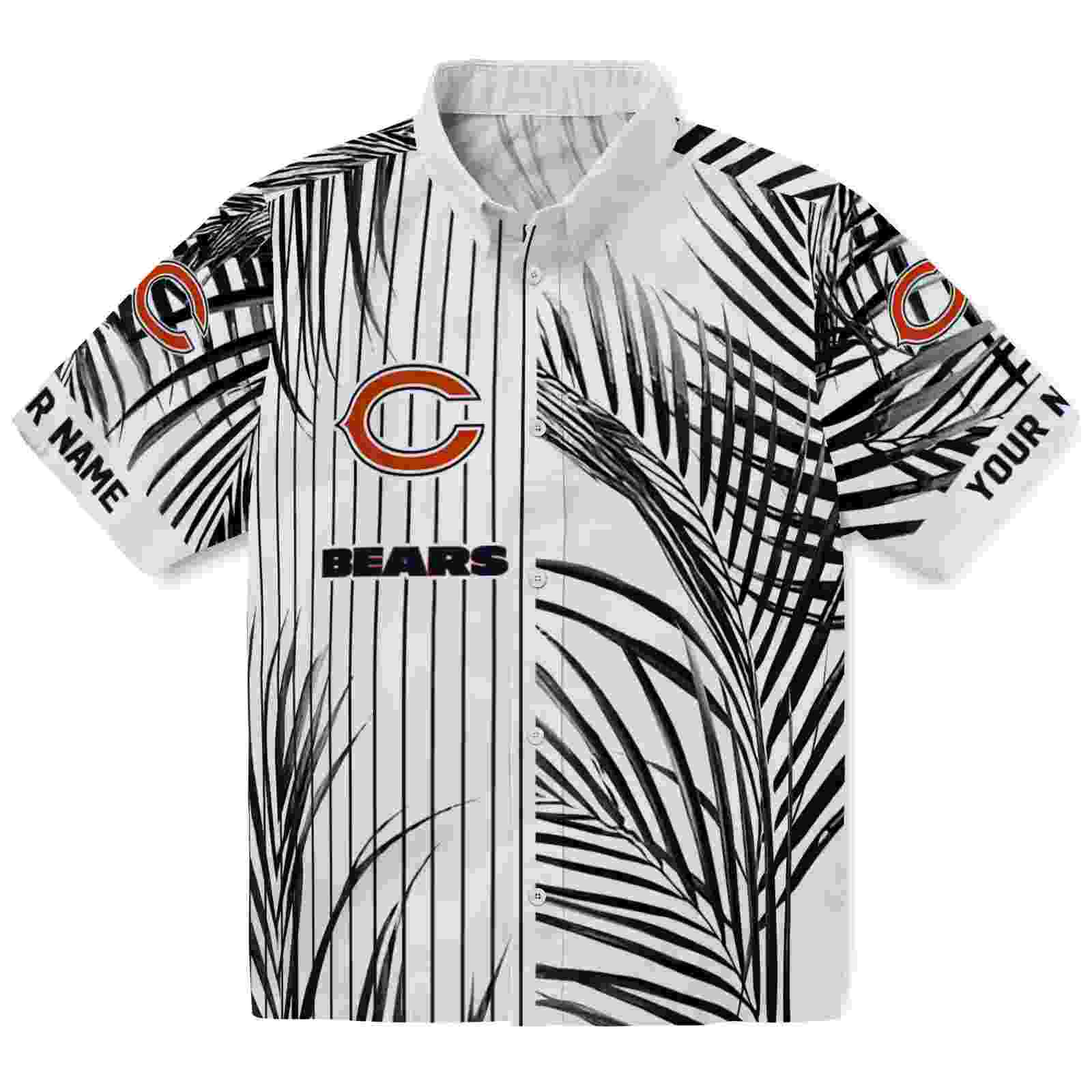 Chicago Bears Palm Stripes Blue Black White Hawaiian Shirt