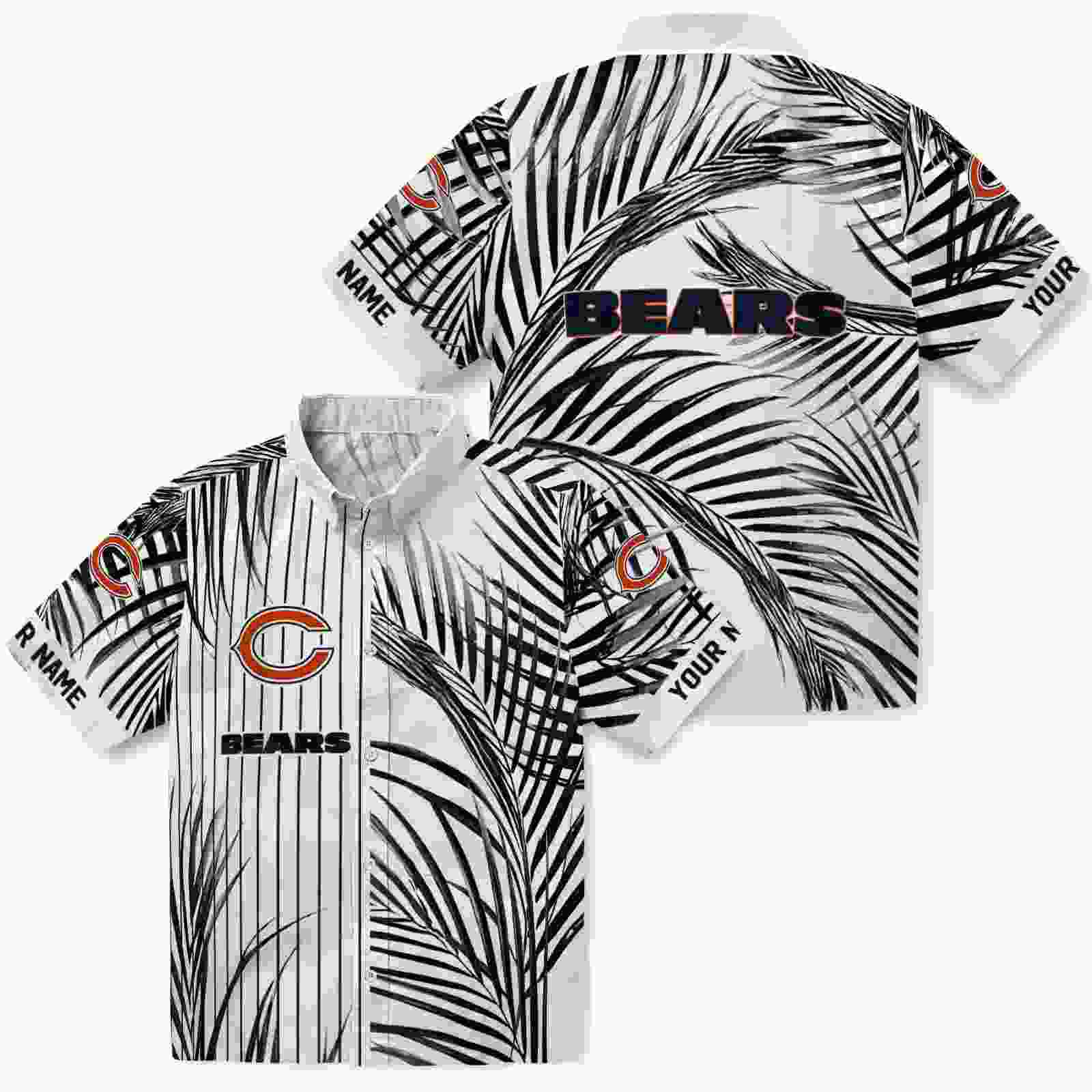 chicago bears palm stripes blue black white hawaiian shirt high quality