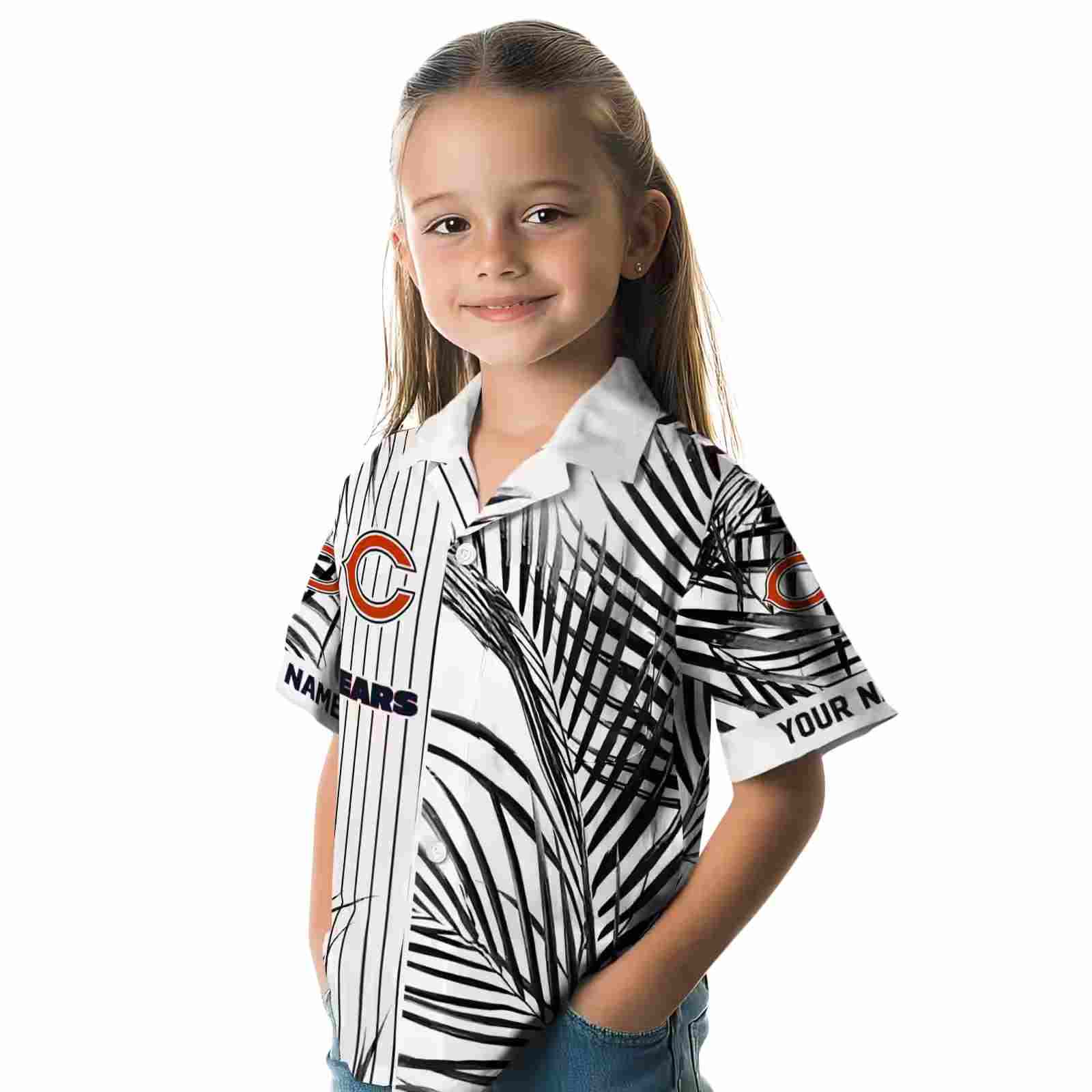 chicago bears palm stripes blue black white hawaiian shirt premium grade