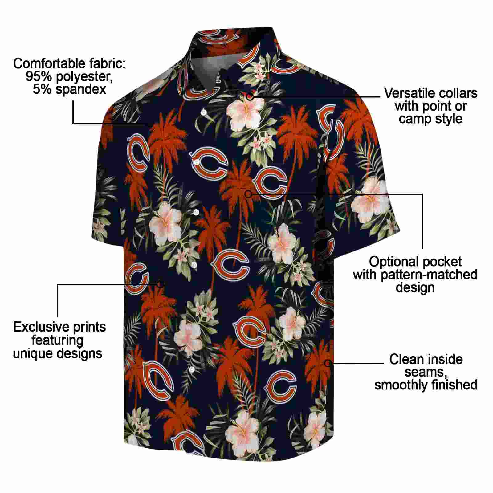 chicago bears palm tree flower blue hawaiian shirt new arrival