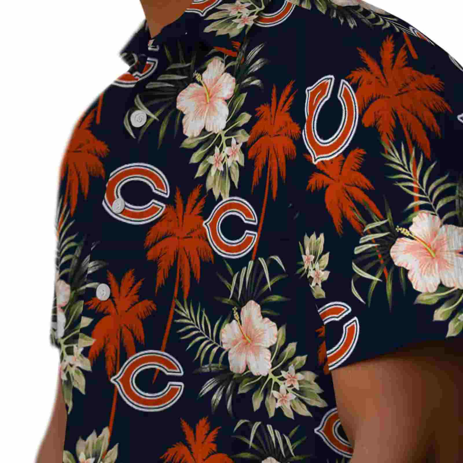 chicago bears palm tree flower blue hawaiian shirt trendy