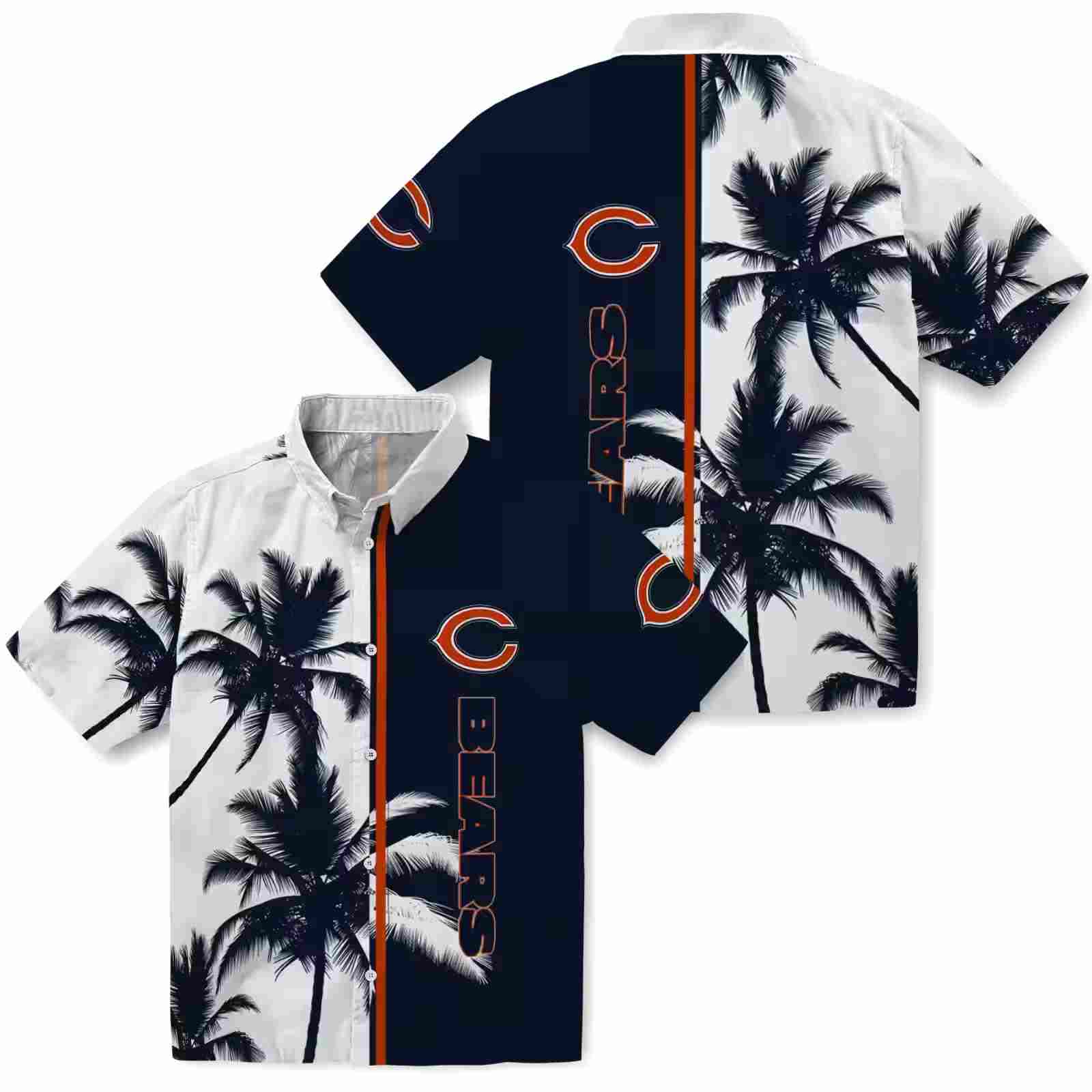 chicago bears palm trees blue white hawaiian shirt high quality