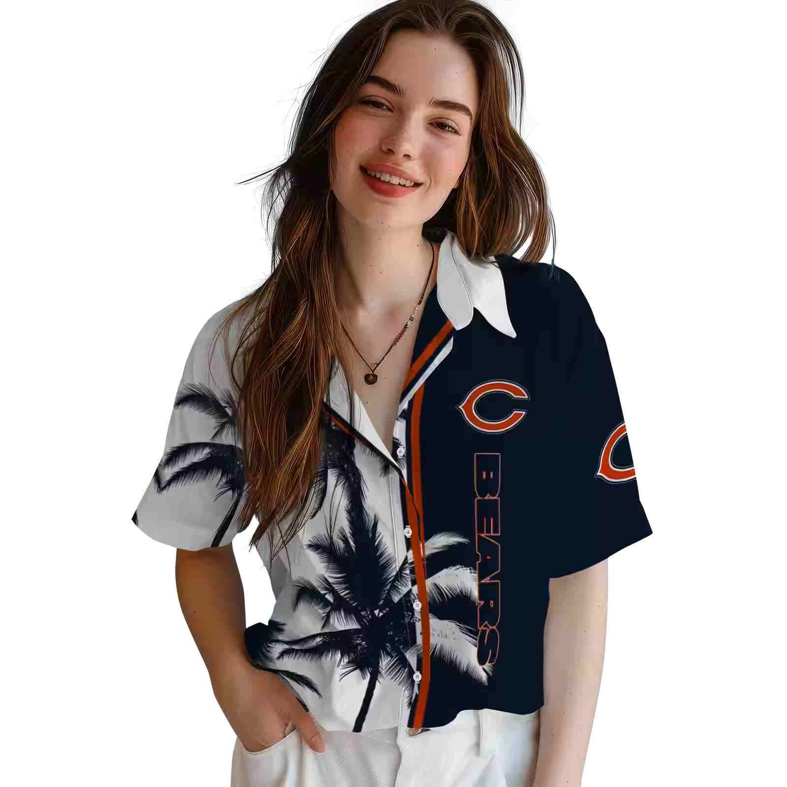 chicago bears palm trees blue white hawaiian shirt latest model