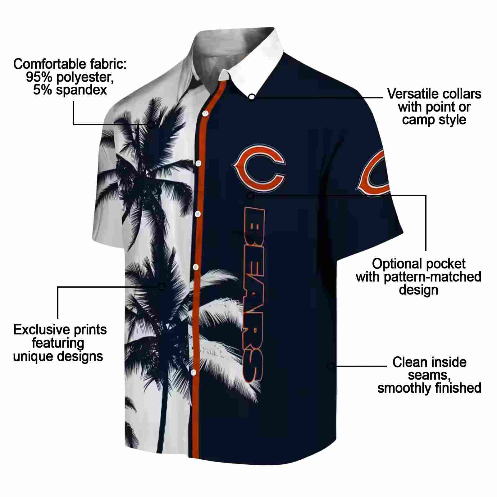 chicago bears palm trees blue white hawaiian shirt new arrival