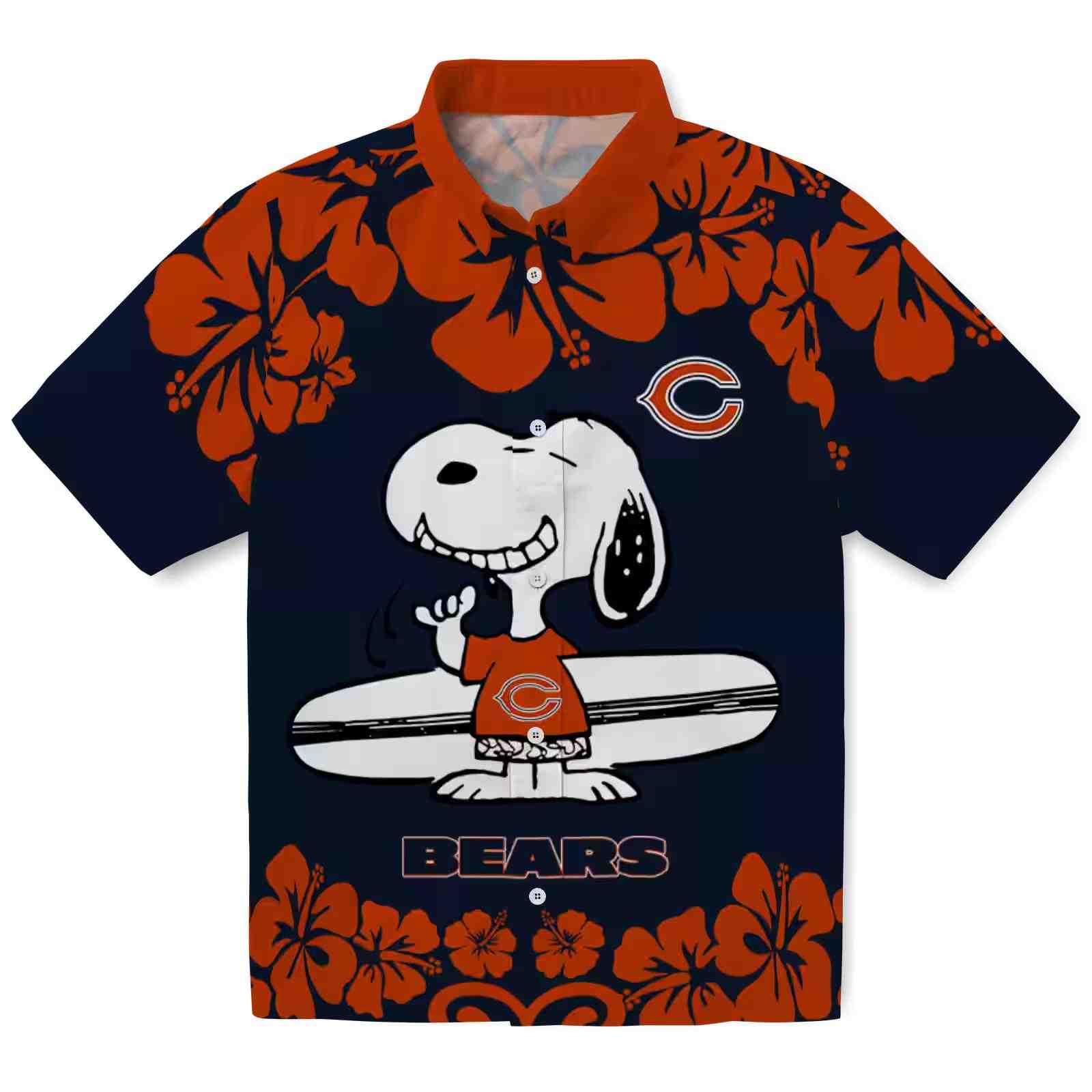 Chicago Bears Snoopy Surf Blue White Hawaiian Shirt