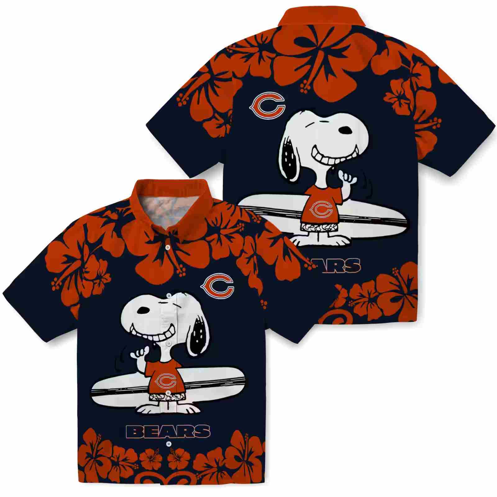 chicago bears snoopy surf blue white hawaiian shirt high quality