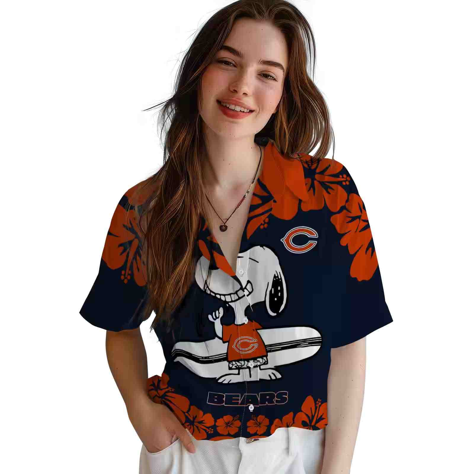 chicago bears snoopy surf blue white hawaiian shirt latest model