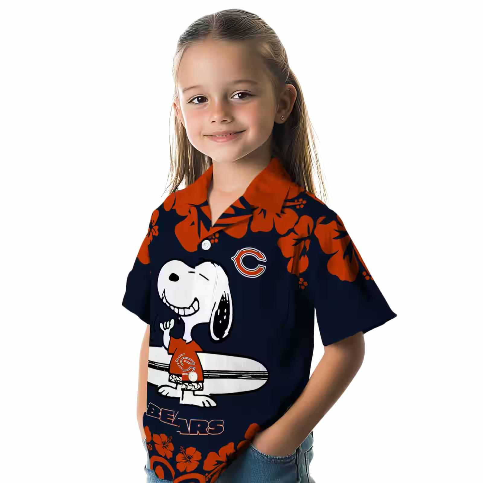 chicago bears snoopy surf blue white hawaiian shirt premium grade