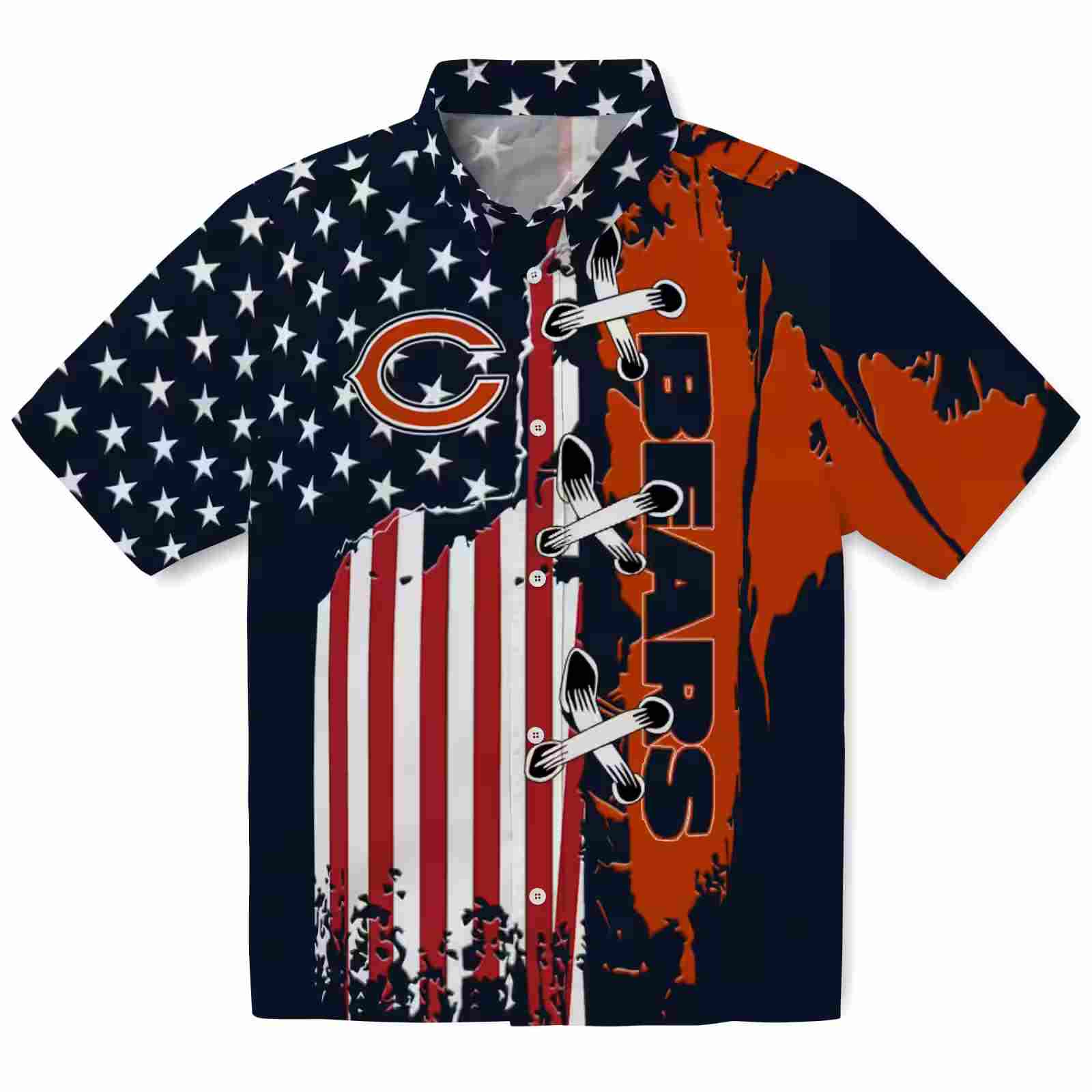 Chicago Bears Stitched Flag Blue Hawaiian Shirt