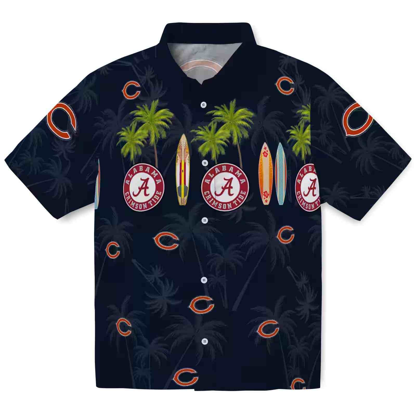 Chicago Bears Surfboard Palm Blue Hawaiian Shirt