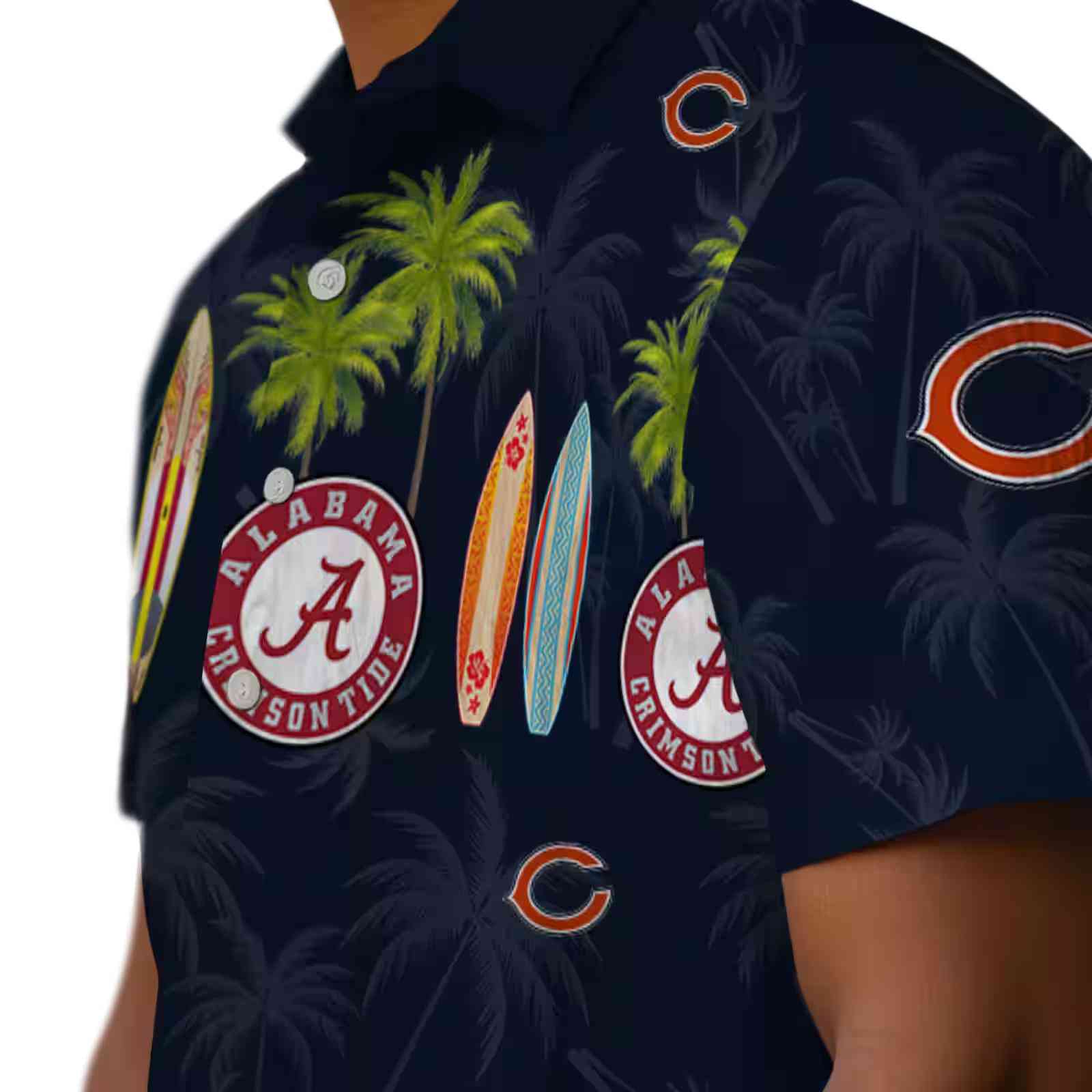 chicago bears surfboard palm blue hawaiian shirt trendy