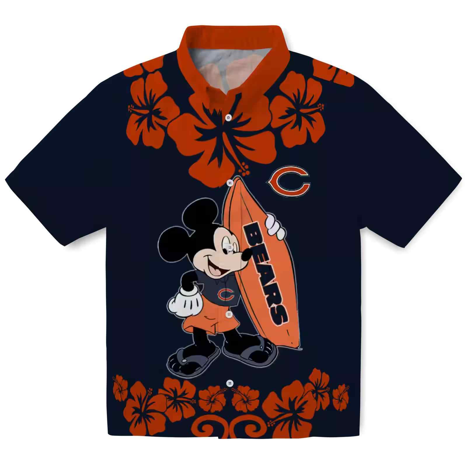 Chicago Bears Surfing Mickey Blue Hawaiian Shirt