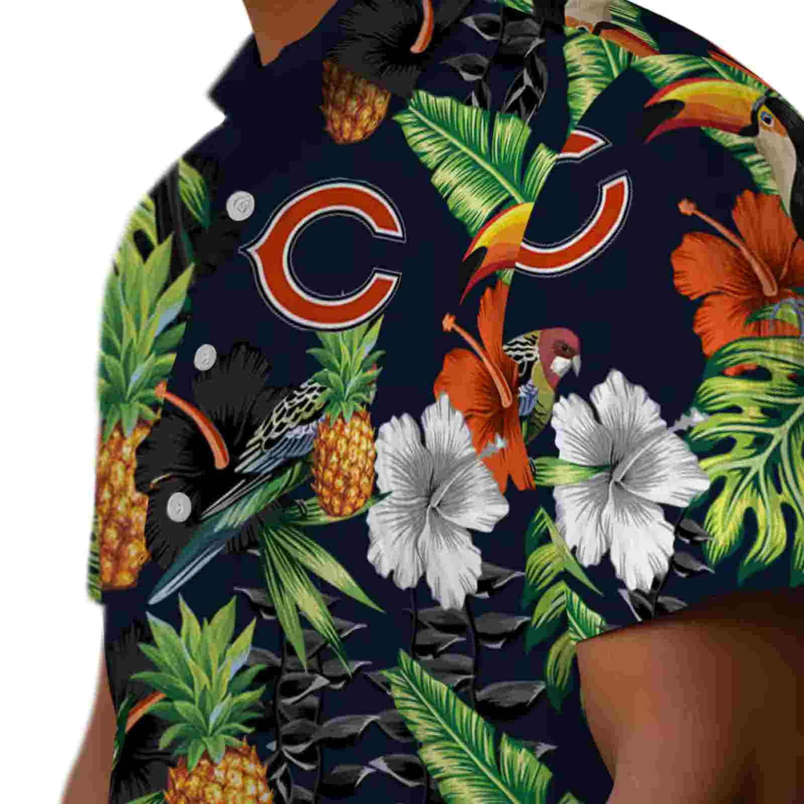 chicago bears toucan hibiscus pineapple blue green hawaiian shirt trendy