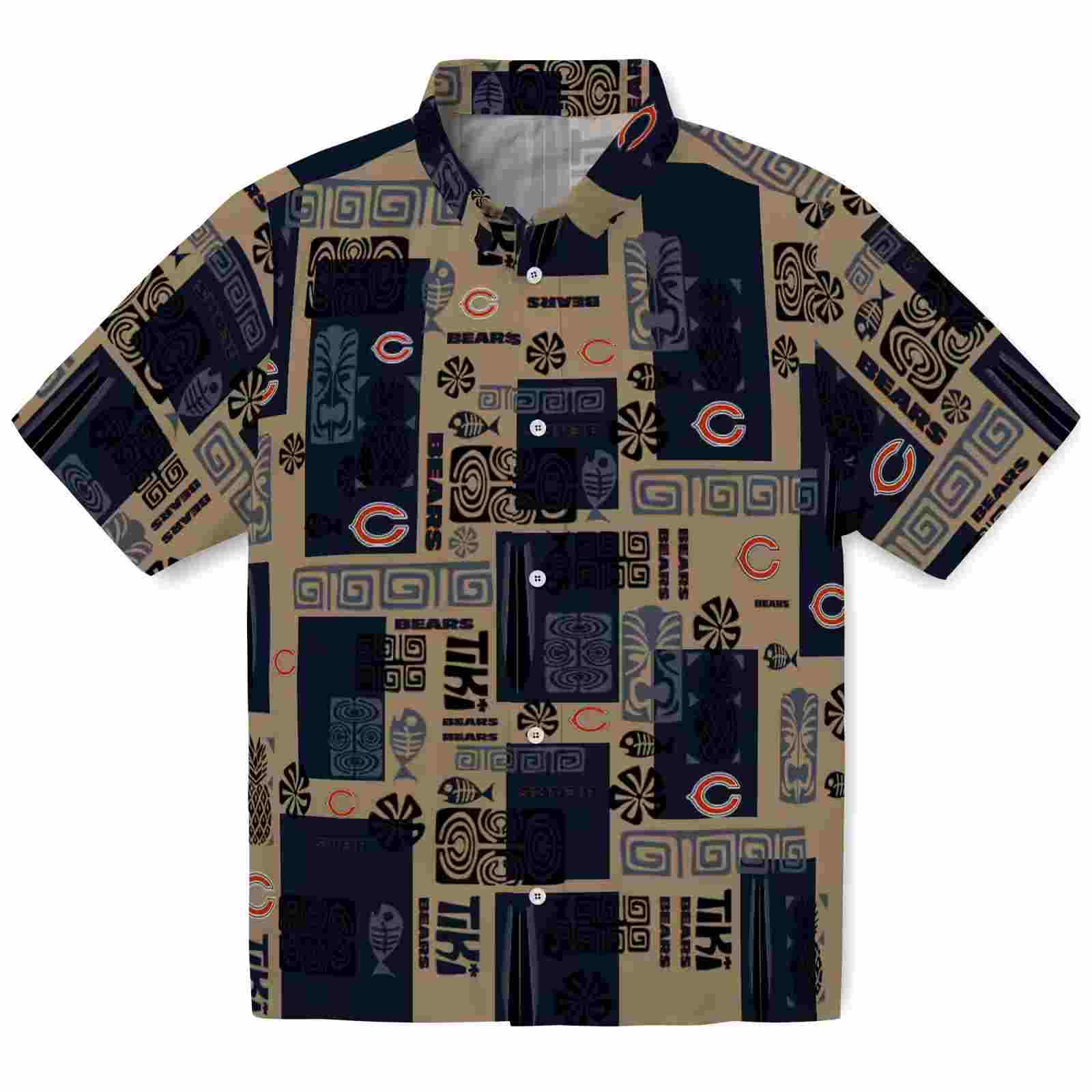 Chicago Bears Tribal Symbols Blue Hawaiian Shirt