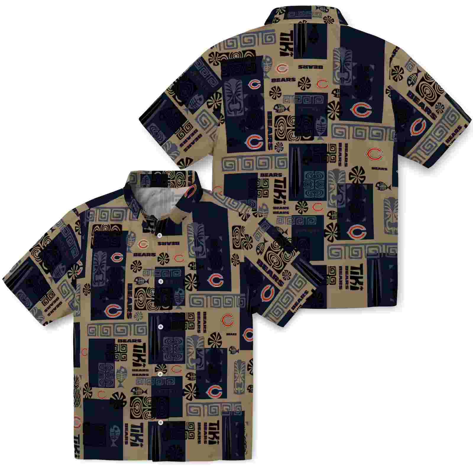 chicago bears tribal symbols blue hawaiian shirt high quality