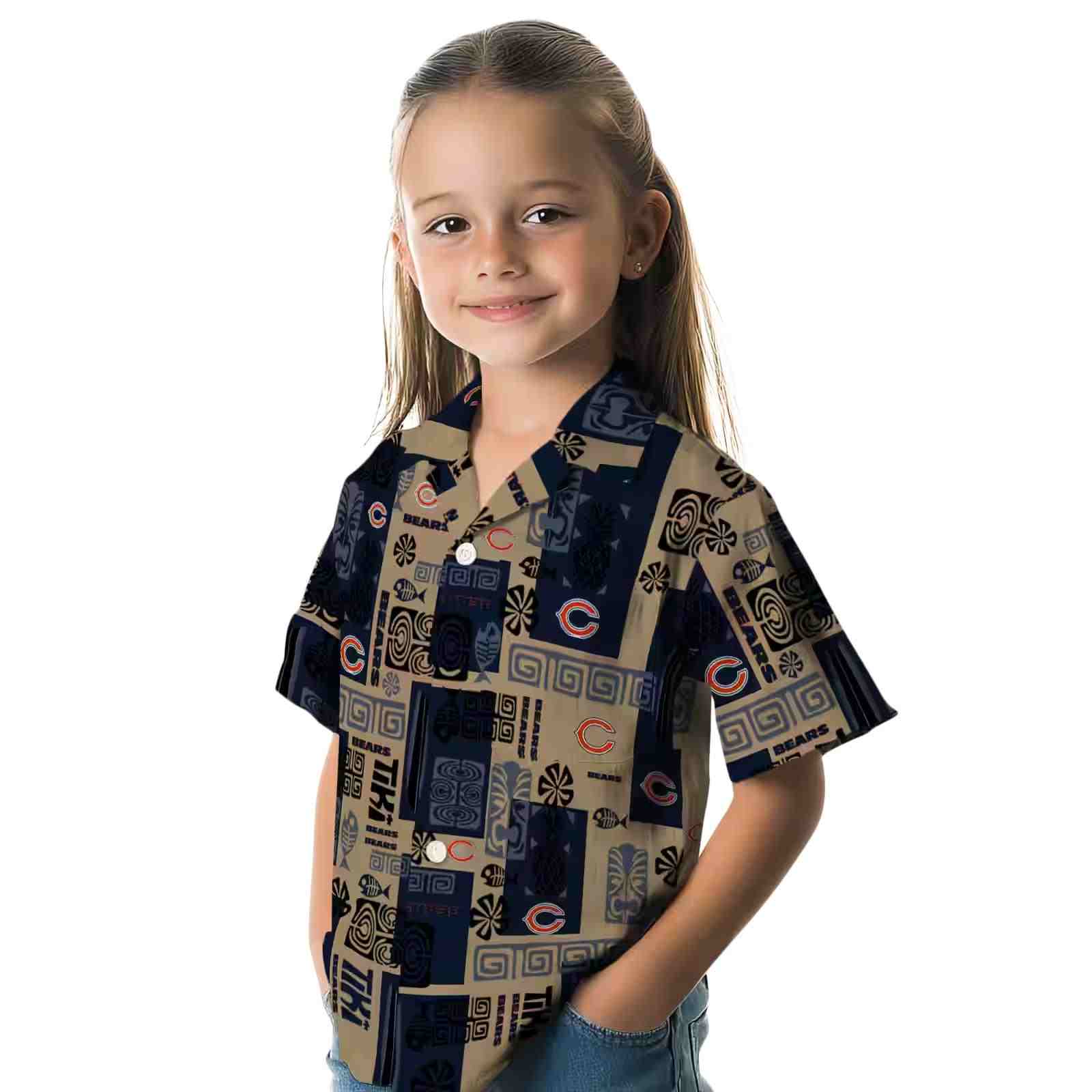 chicago bears tribal symbols blue hawaiian shirt premium grade