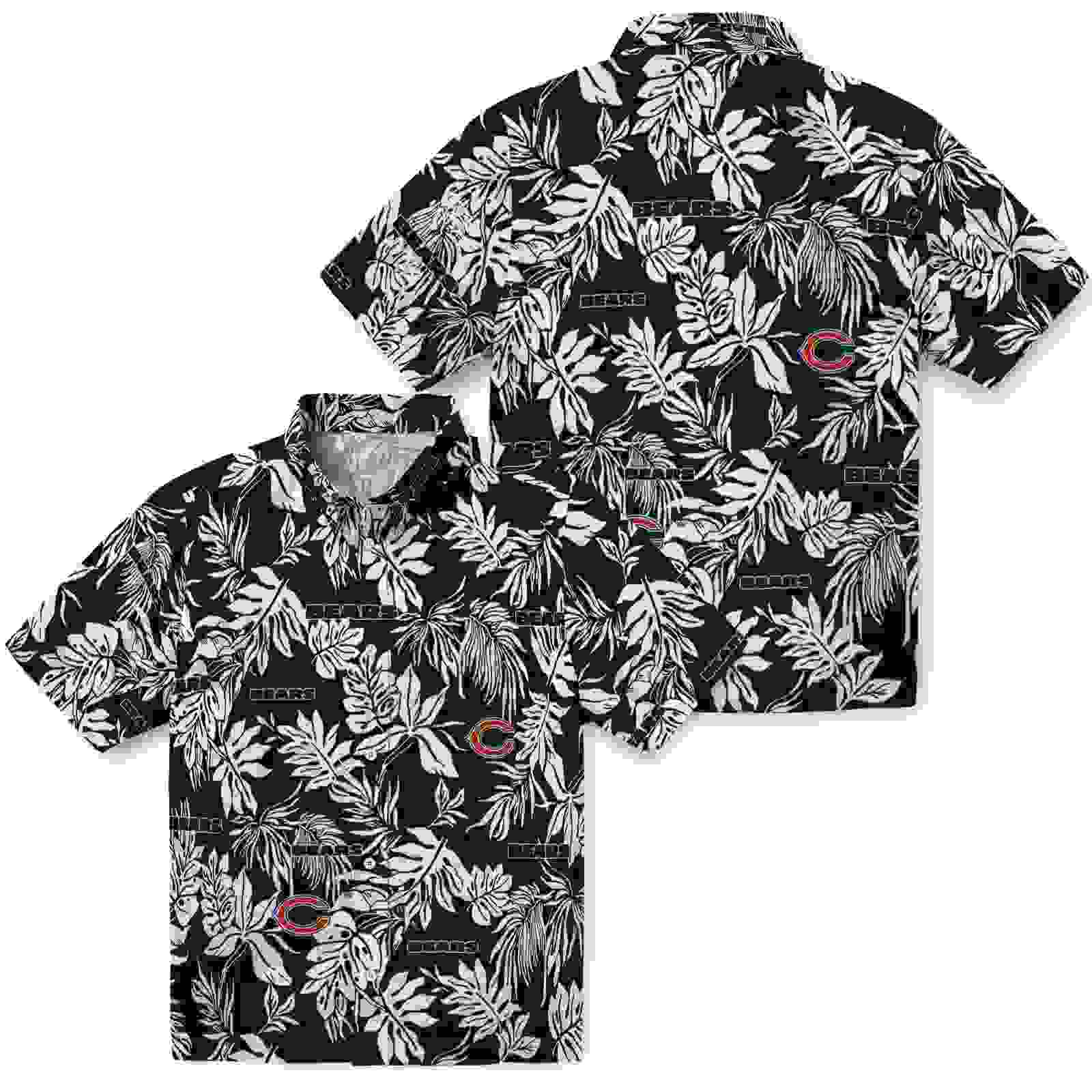 chicago bears tropical leaf blue white hawaiian shirt high quality