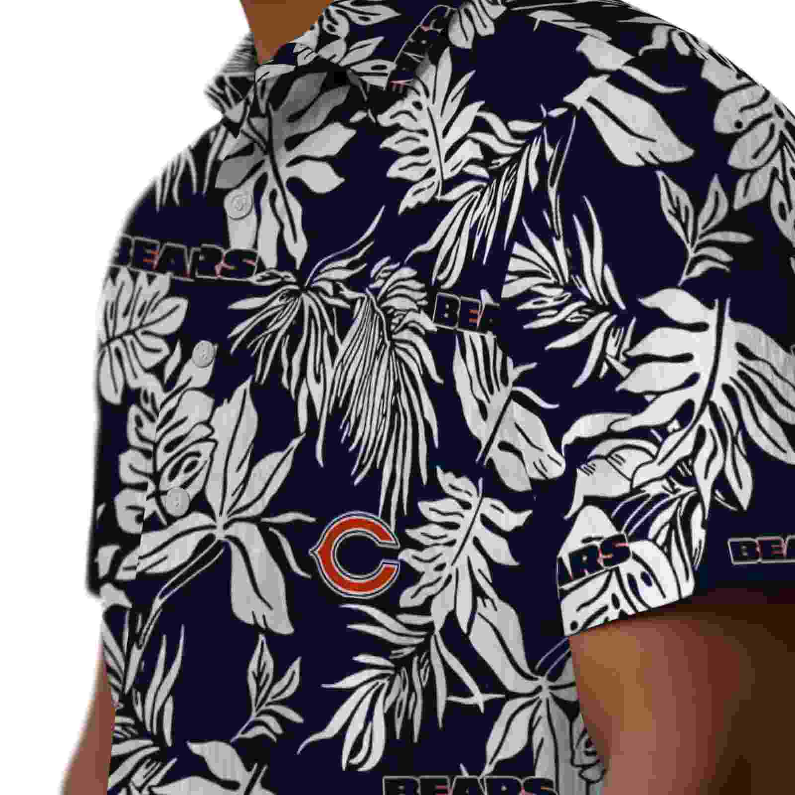 chicago bears tropical leaf blue white hawaiian shirt trendy