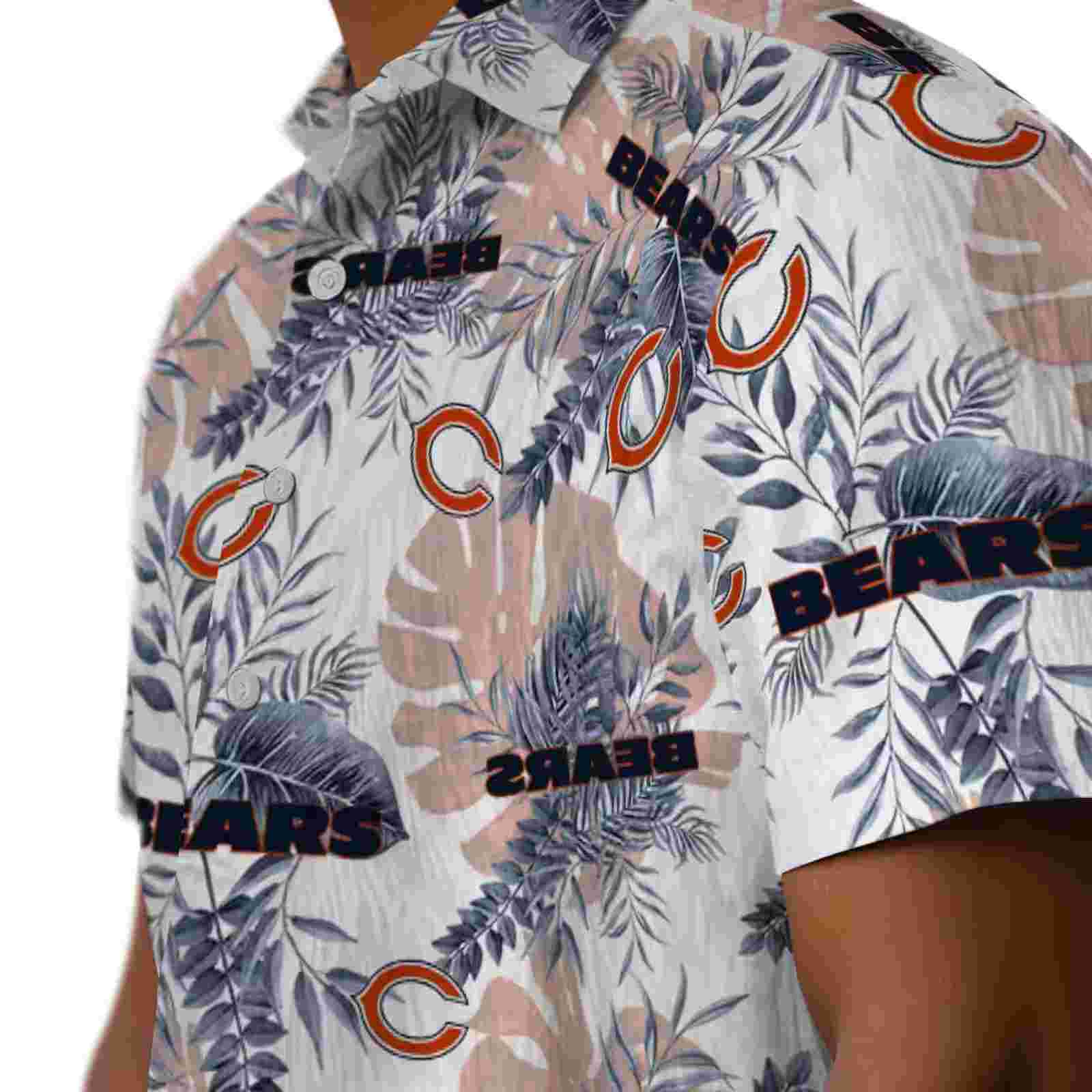 chicago bears tropical leaves blue white hawaiian shirt trendy