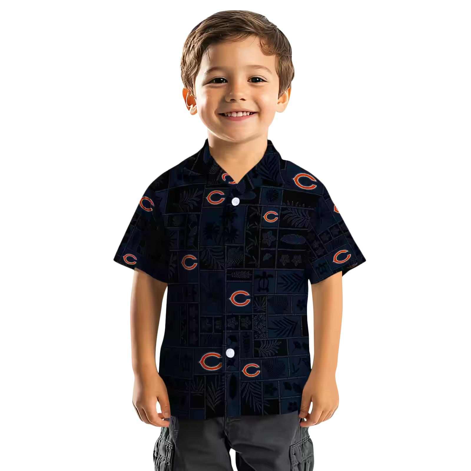 chicago bears tropical patchwork blue black hawaiian shirt top rated