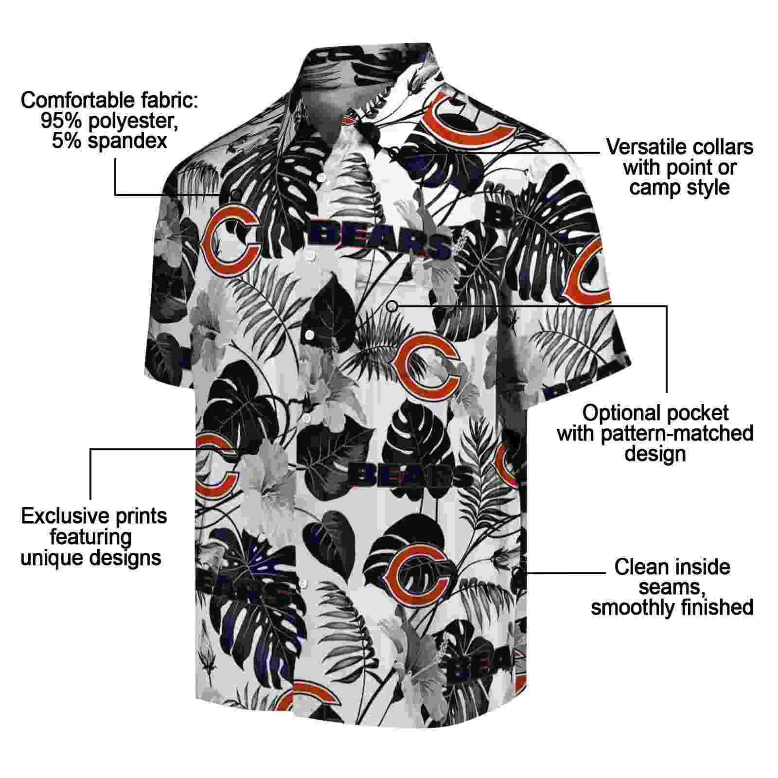 chicago bears tropical plants blue white hawaiian shirt new arrival